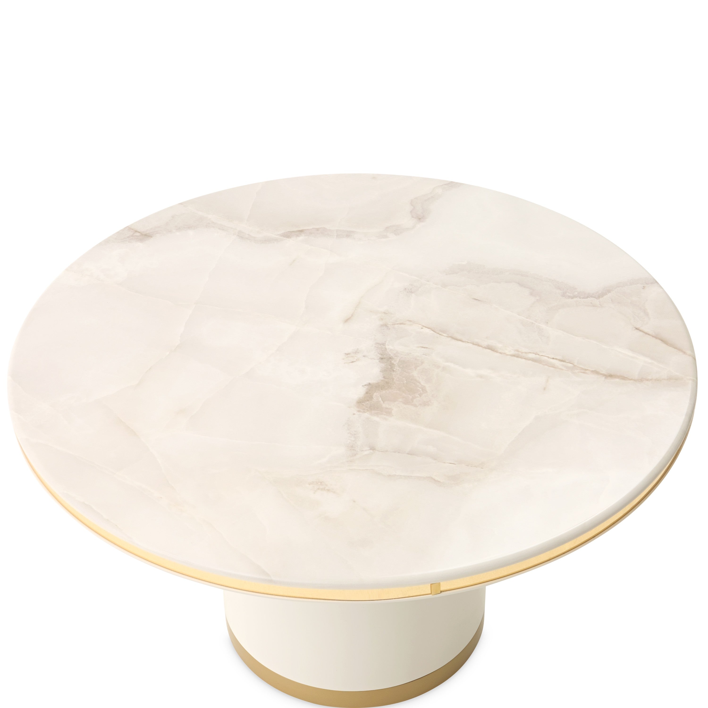 Michael Amini Gineverra Round Cocktail Table - Ivory Gold