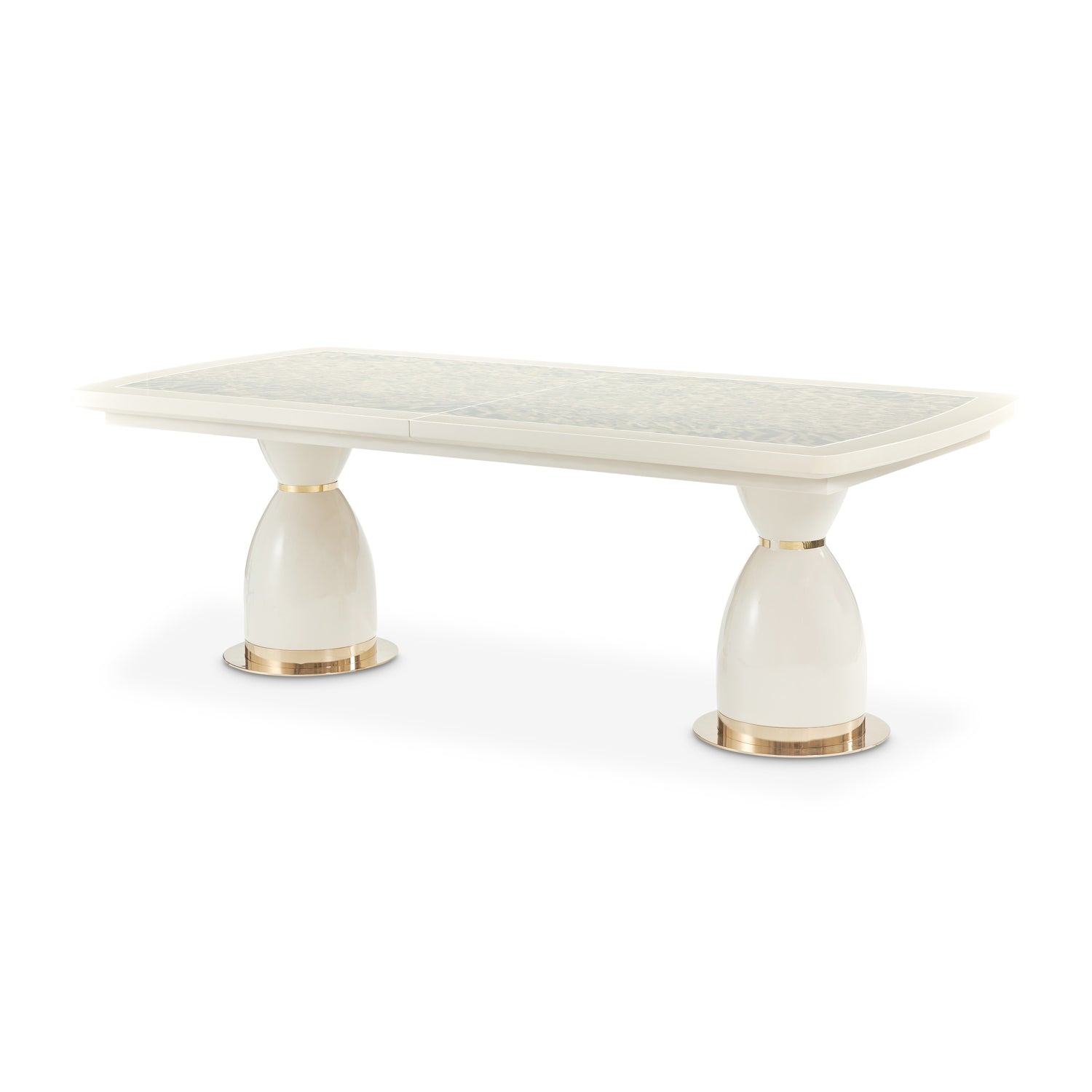Michael Amini Lisbon Double Pedestal Dining Table - Silken Cream