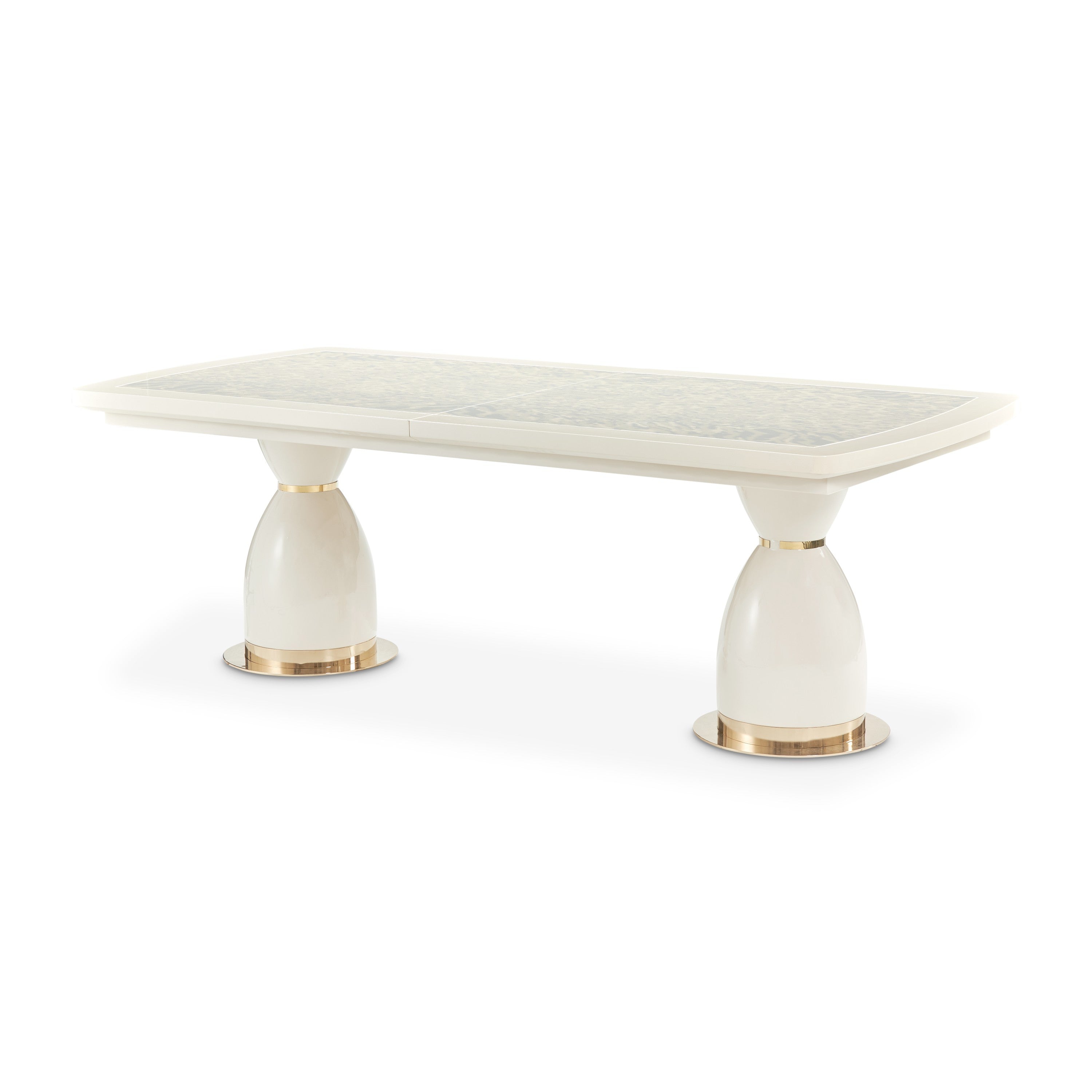 Michael Amini Lisbon Double Pedestal Dining Table - Silken Cream