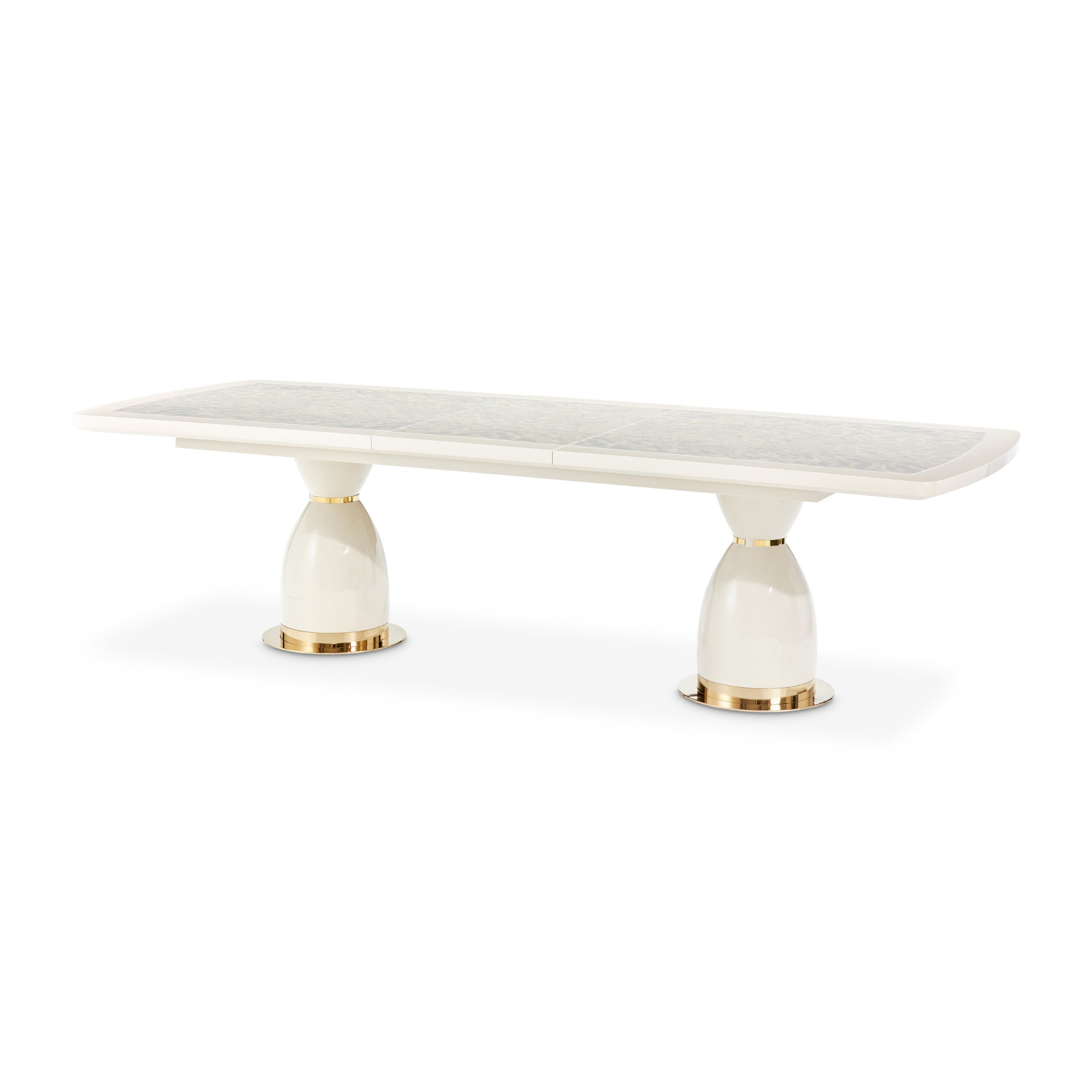 Michael Amini Lisbon Double Pedestal Dining Table - Silken Cream