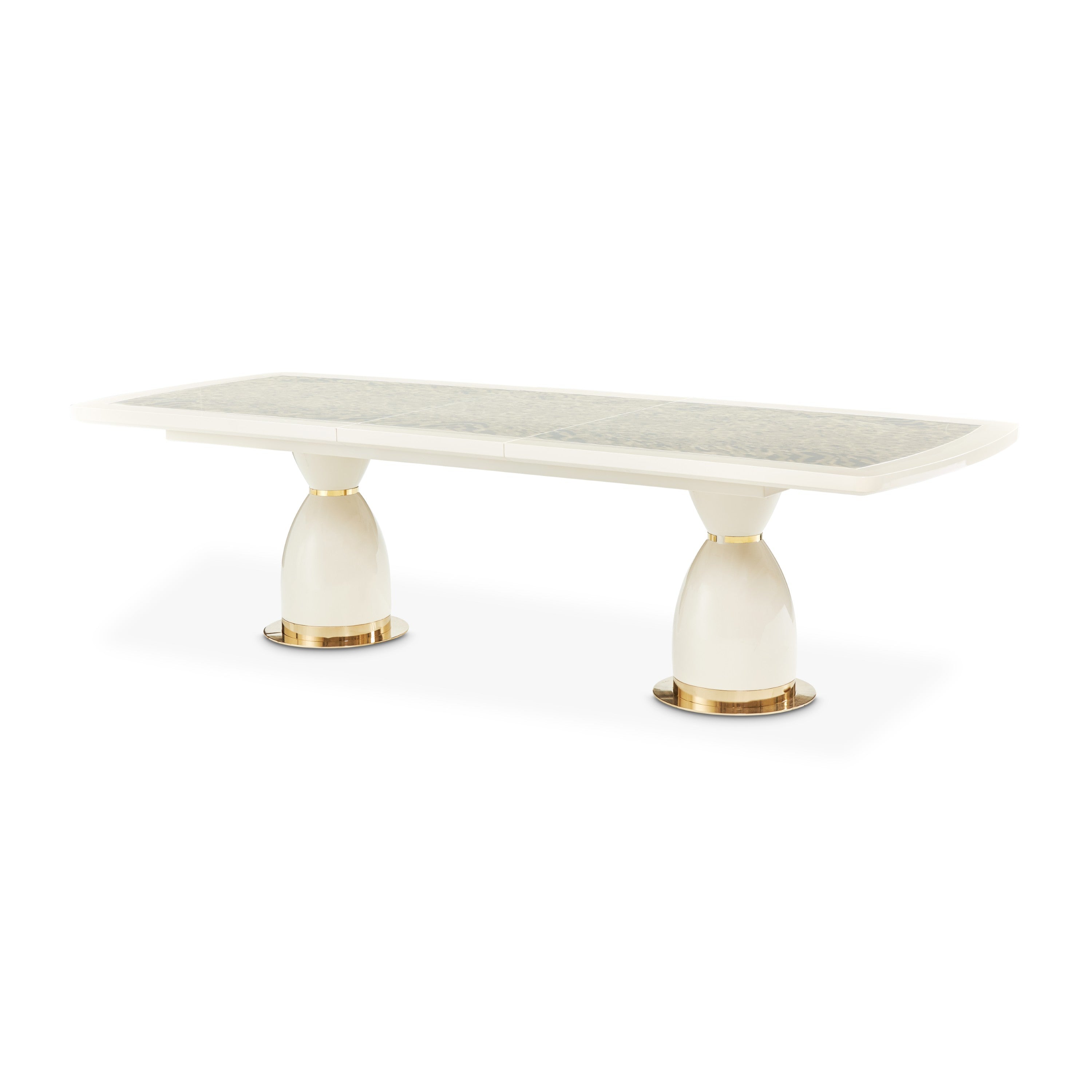 Michael Amini Lisbon Double Pedestal Dining Table - Silken Cream