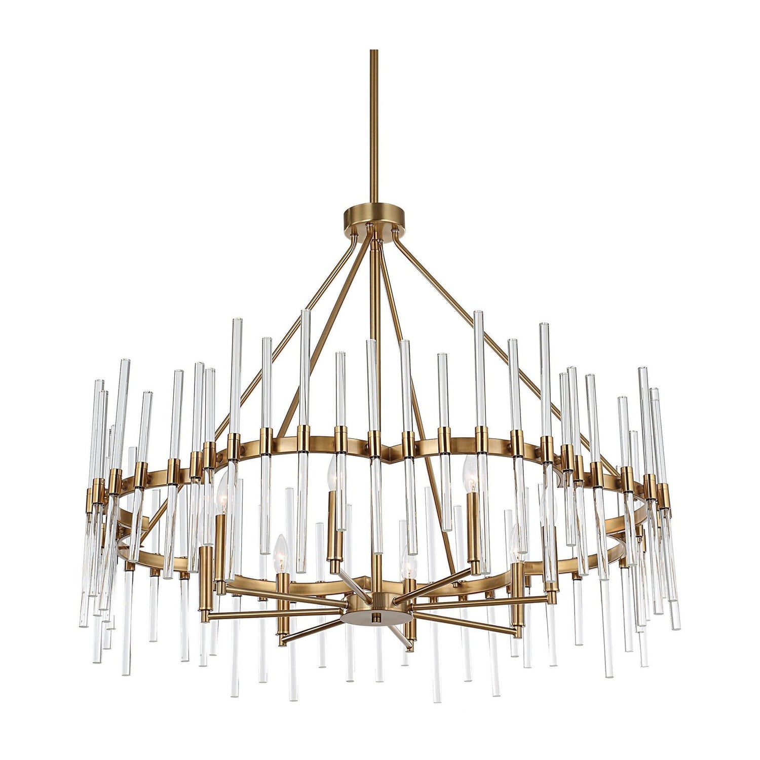 Uttermost Crystal Stick 8 Light Brass Chandelier