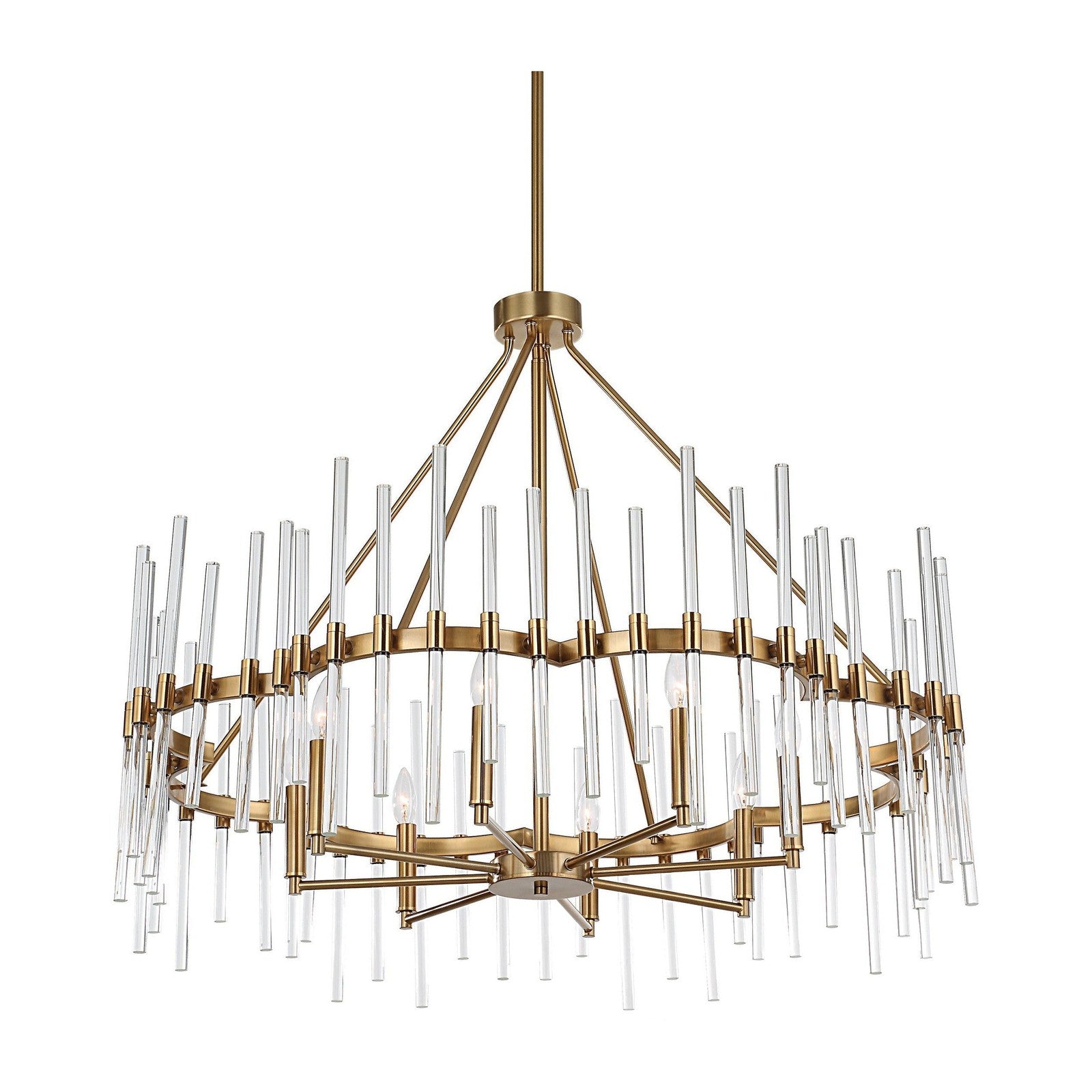 Uttermost Crystal Stick 8 Light Brass Chandelier