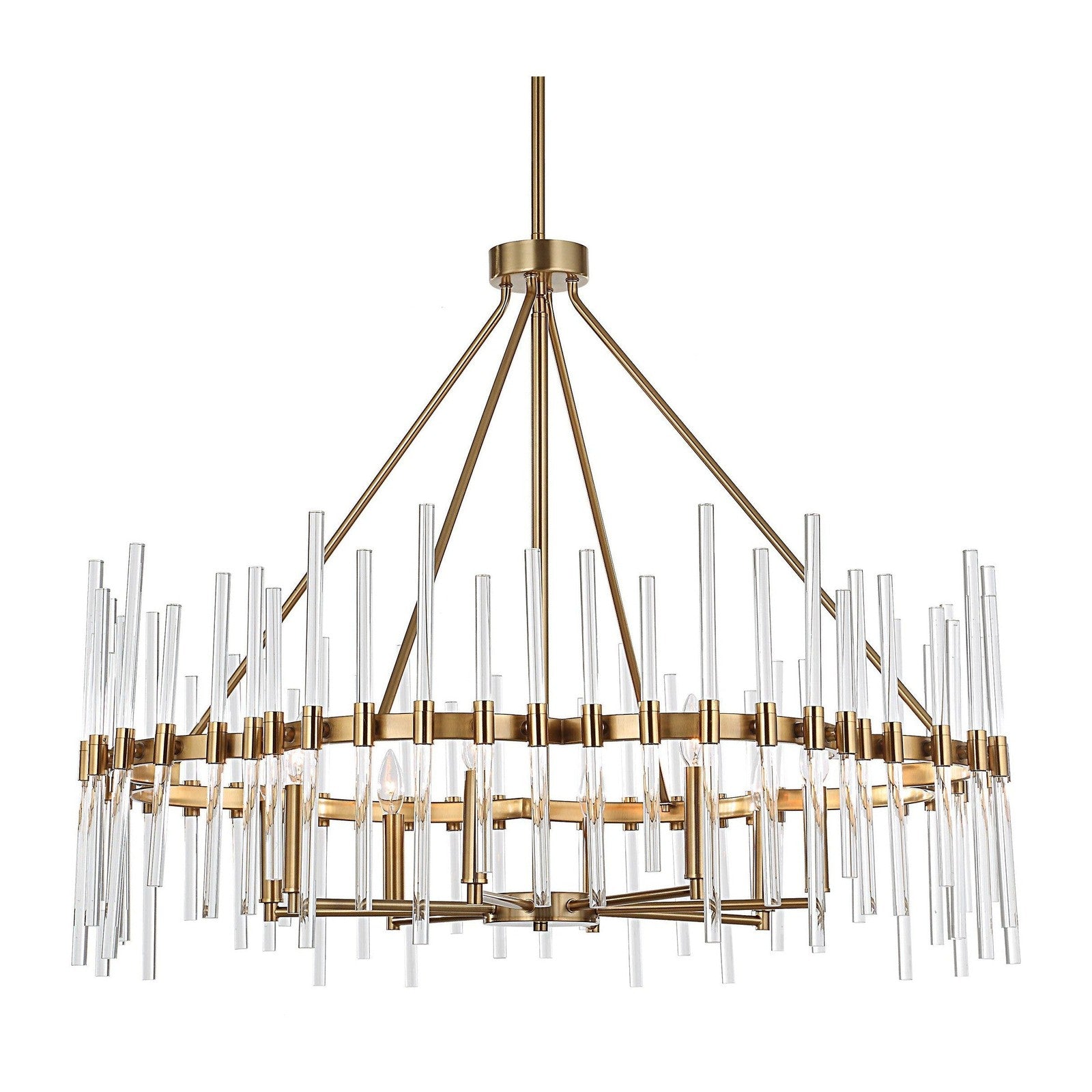 Uttermost Crystal Stick 8 Light Brass Chandelier