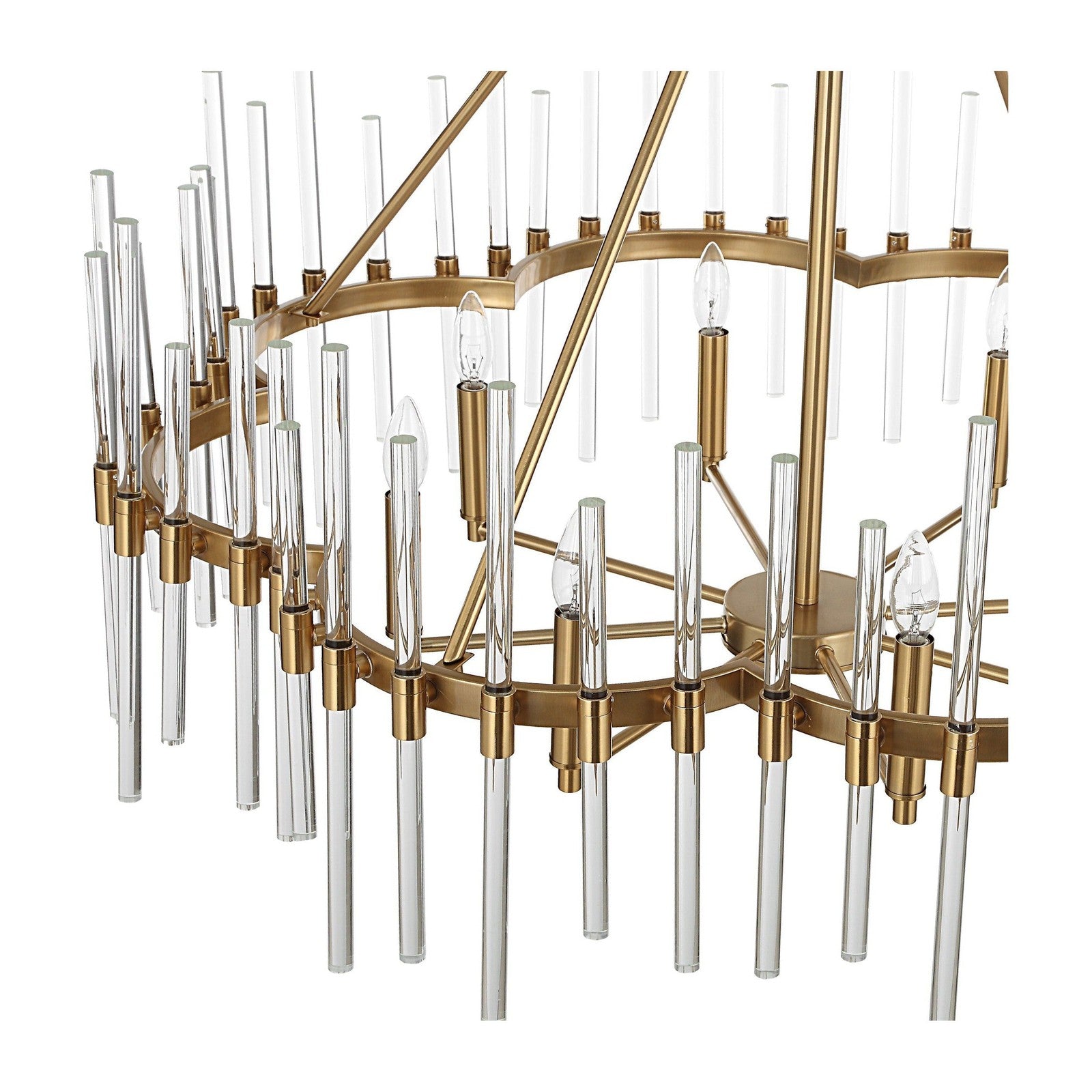 Uttermost Crystal Stick 8 Light Brass Chandelier