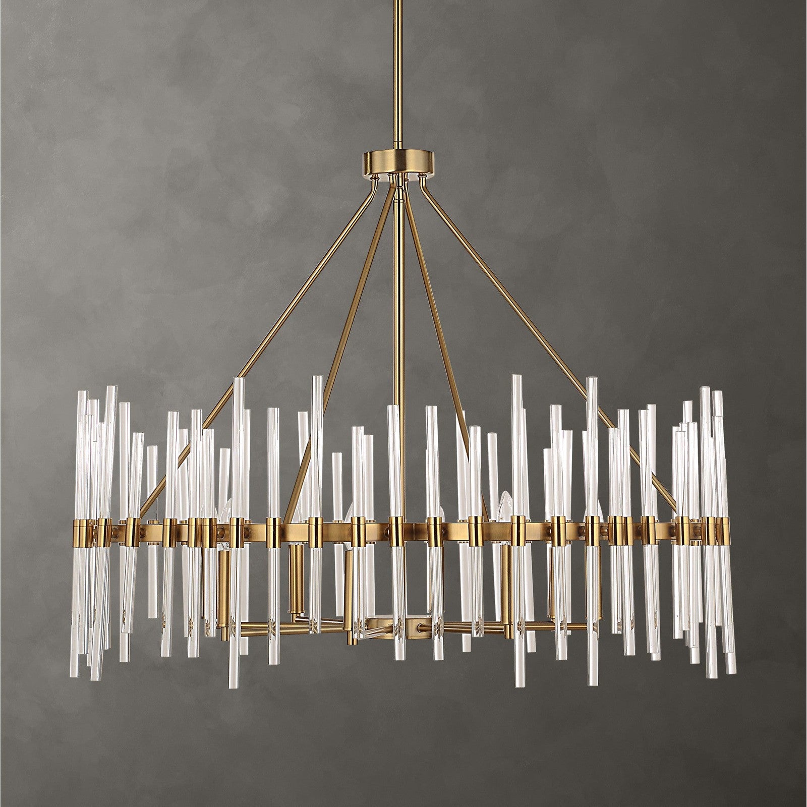 Uttermost Crystal Stick 8 Light Brass Chandelier