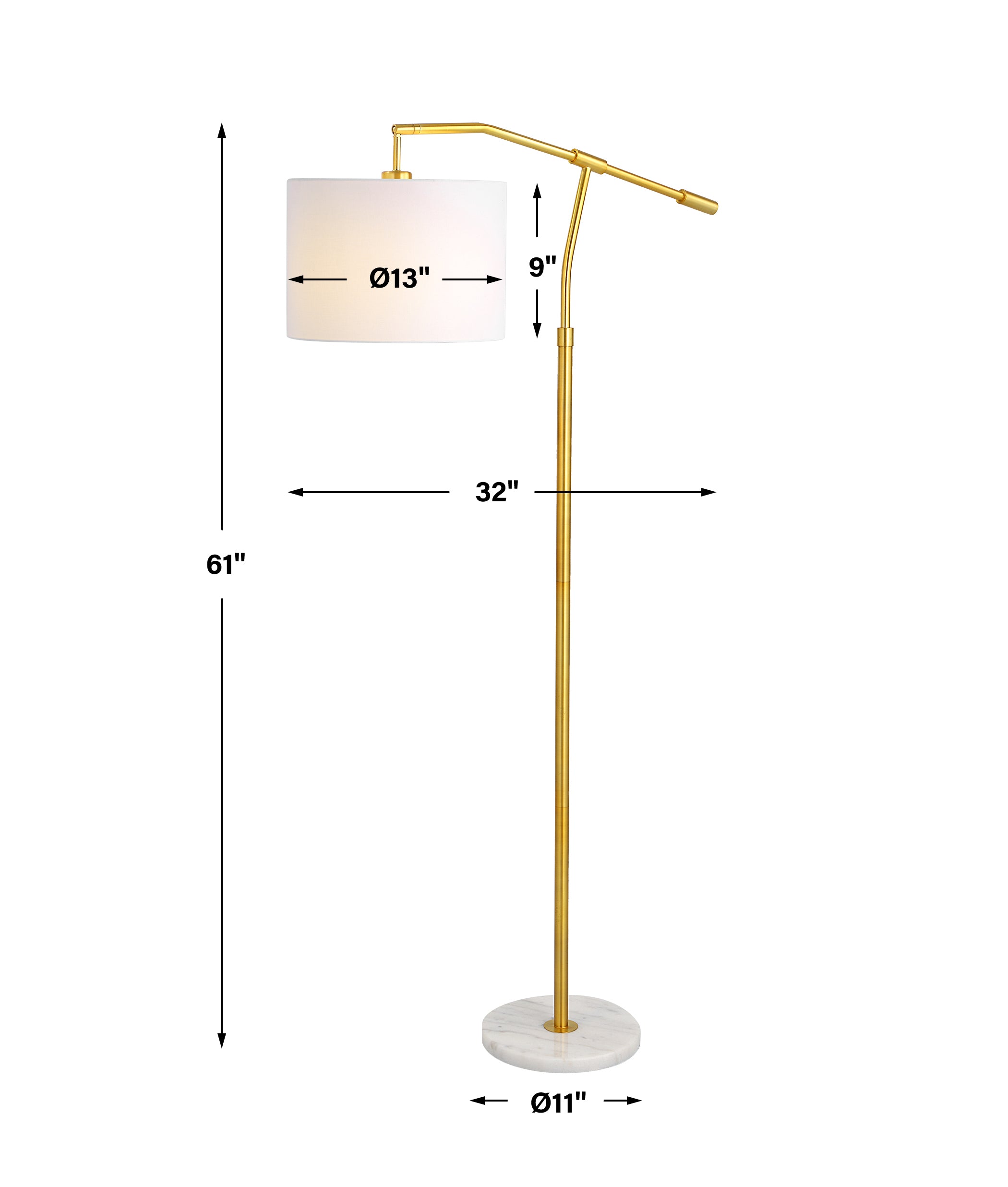 Modern Accents Marble Foot Horizontal Floor Lamp