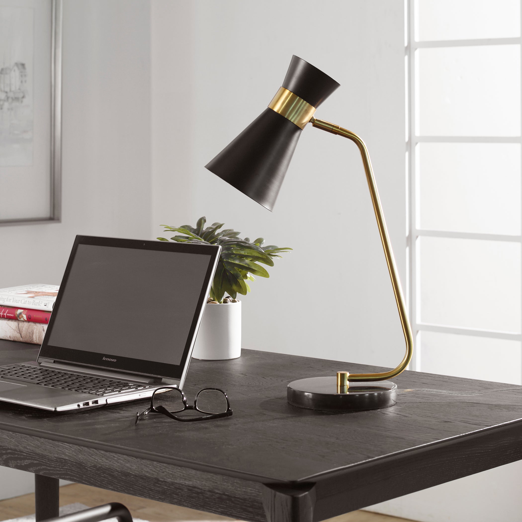 Modern Accents Unique Design Metal Cone-Shaped Desk Lamp