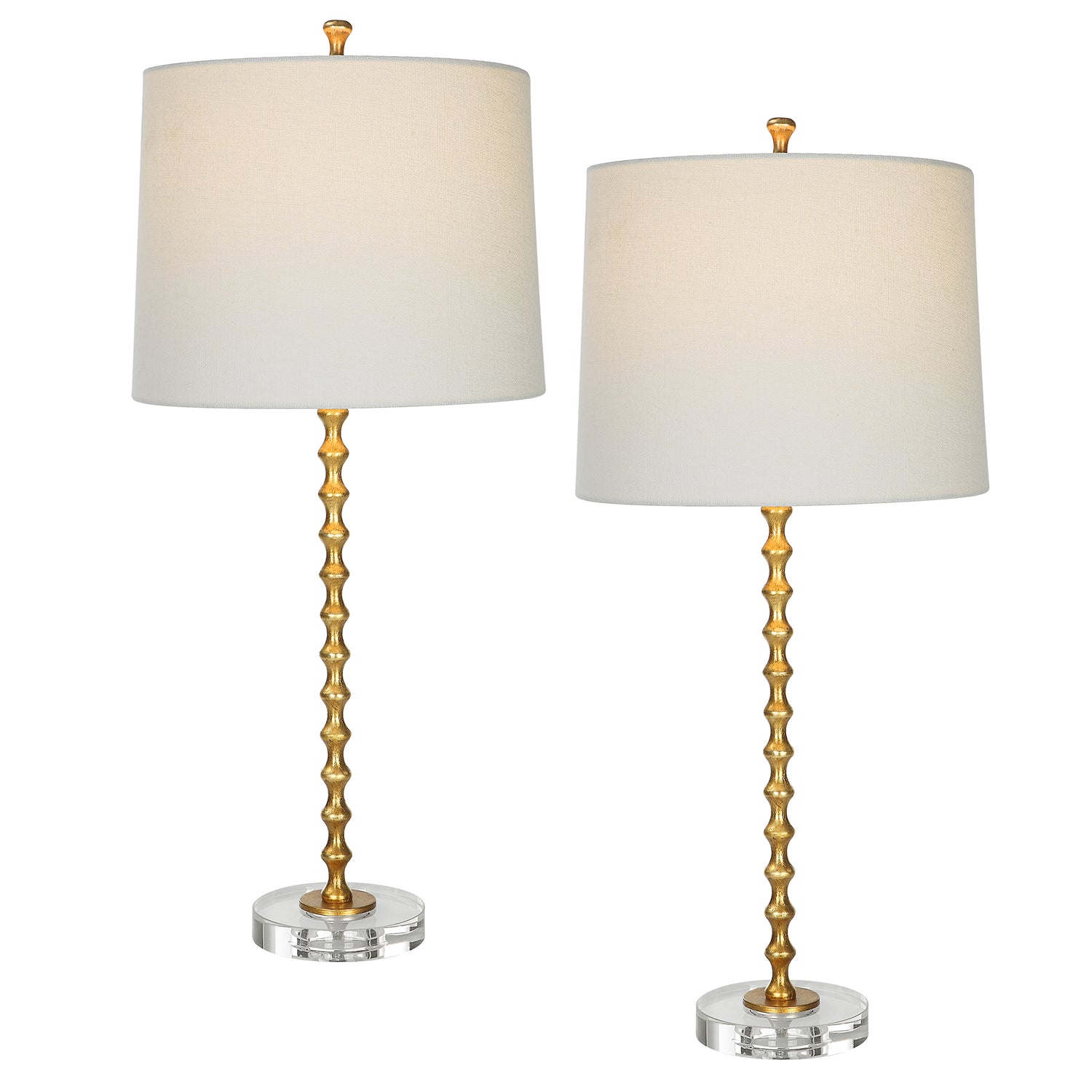 Modern Accents Elegant Metal Body Round Crystal Base Table Lamp - Set of 2