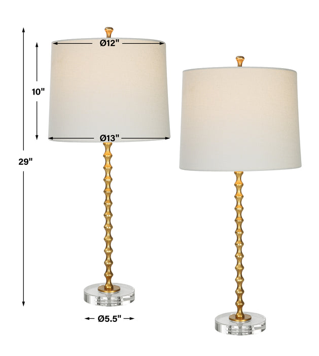 Modern Accents Elegant Metal Body Round Crystal Base Table Lamp - Set of 2