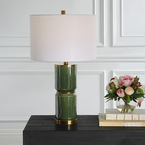 Modern Accents Metal Base Cylinder Ceramic Table Lamp