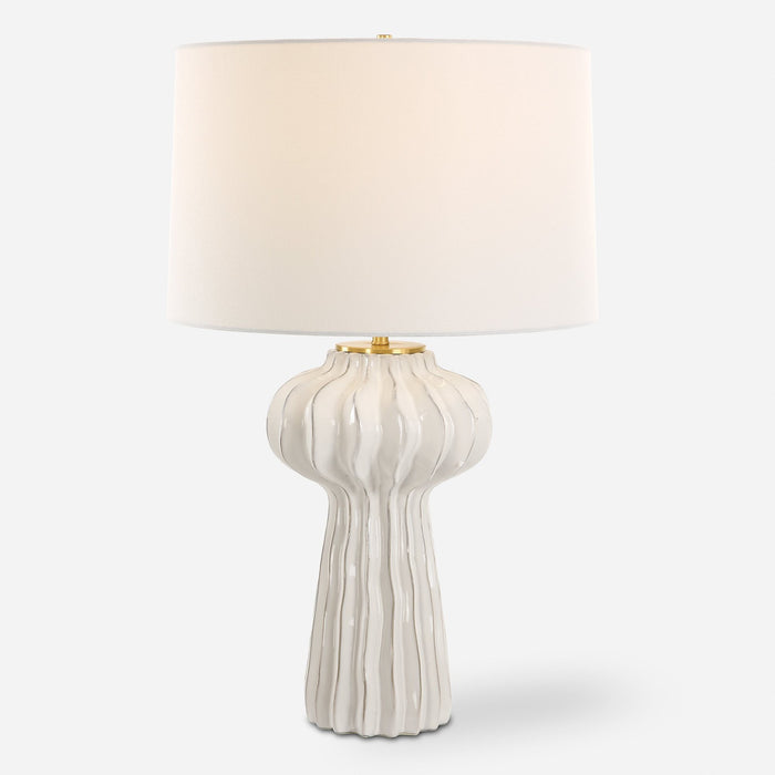Uttermost Wrenley Ridged White Table Lamp
