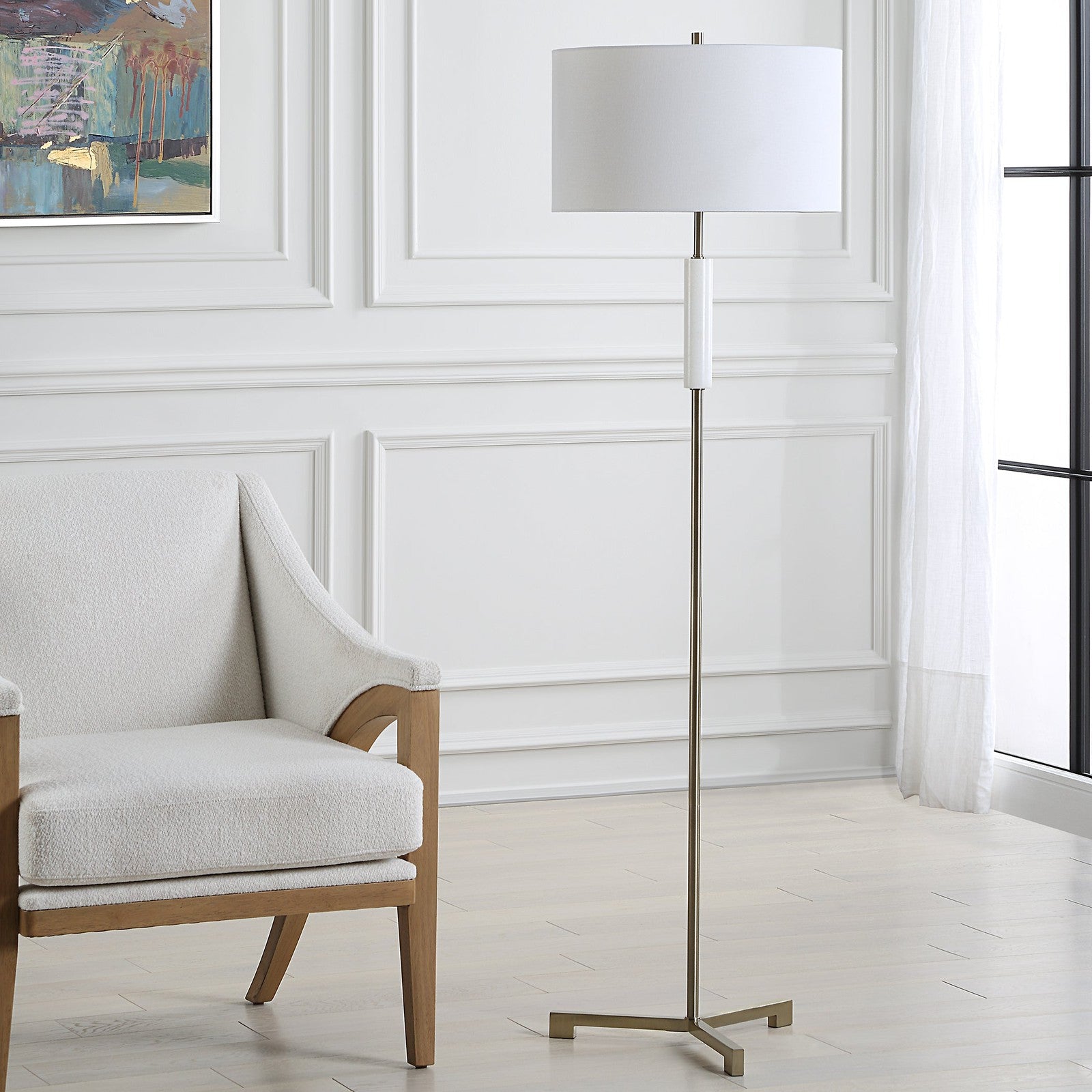 Modern Accents Round Drum Hardback Shade Floor Lamp