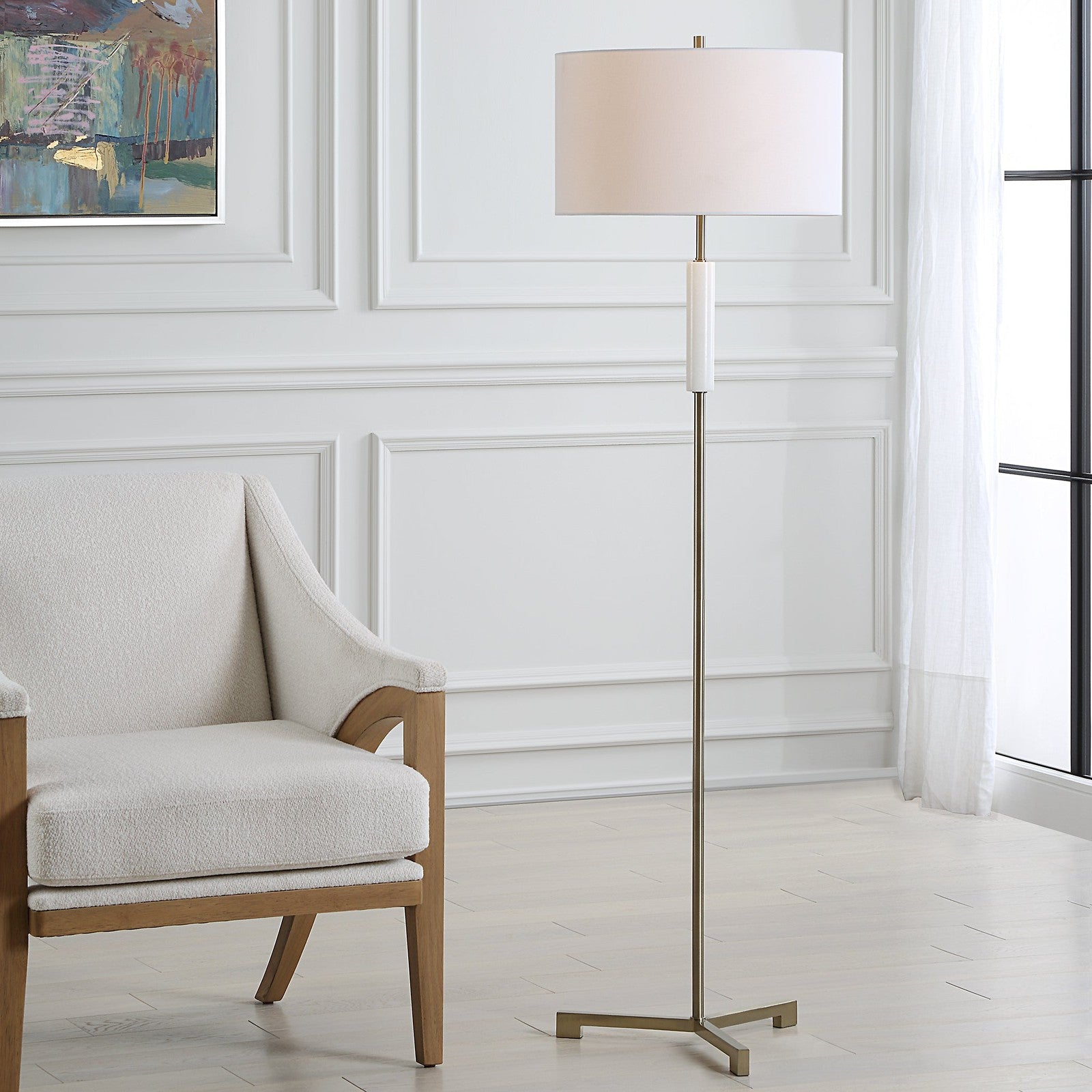 Modern Accents Round Drum Hardback Shade Floor Lamp