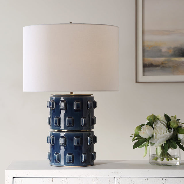 Modern Accents Rich Blue Hue Ceramic Table Lamp