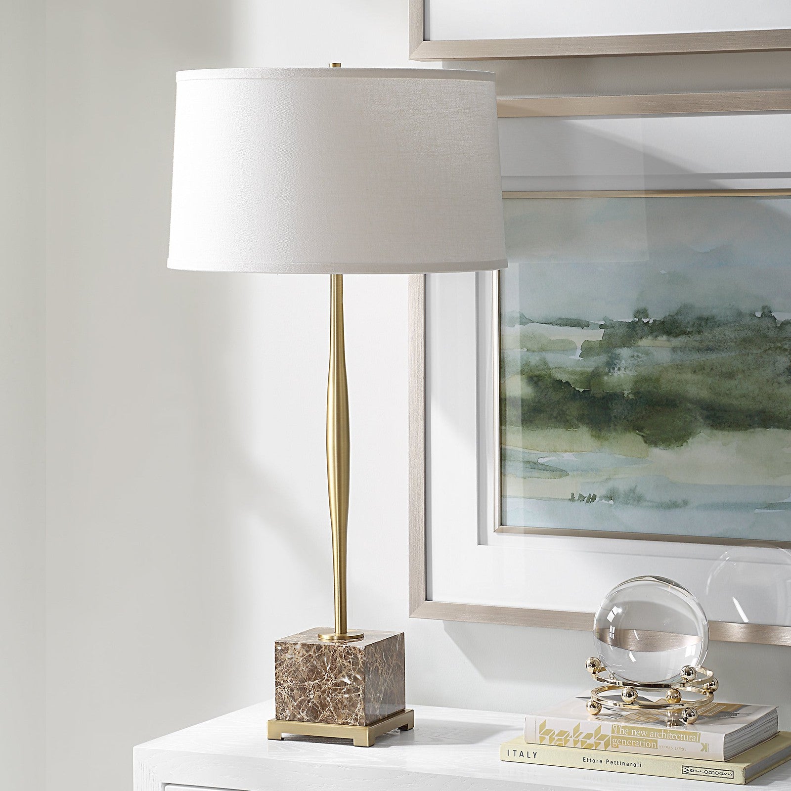 Uttermost Booker Thin Brass Table Lamp