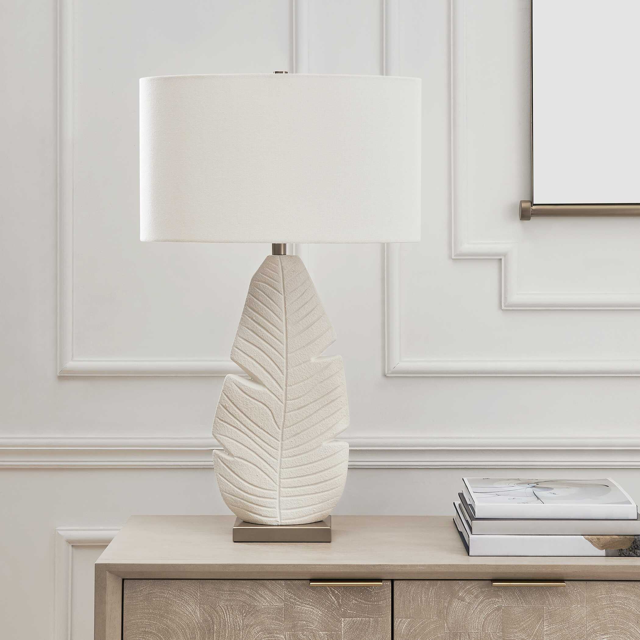 Uttermost Palm Leaf White Table Lamp