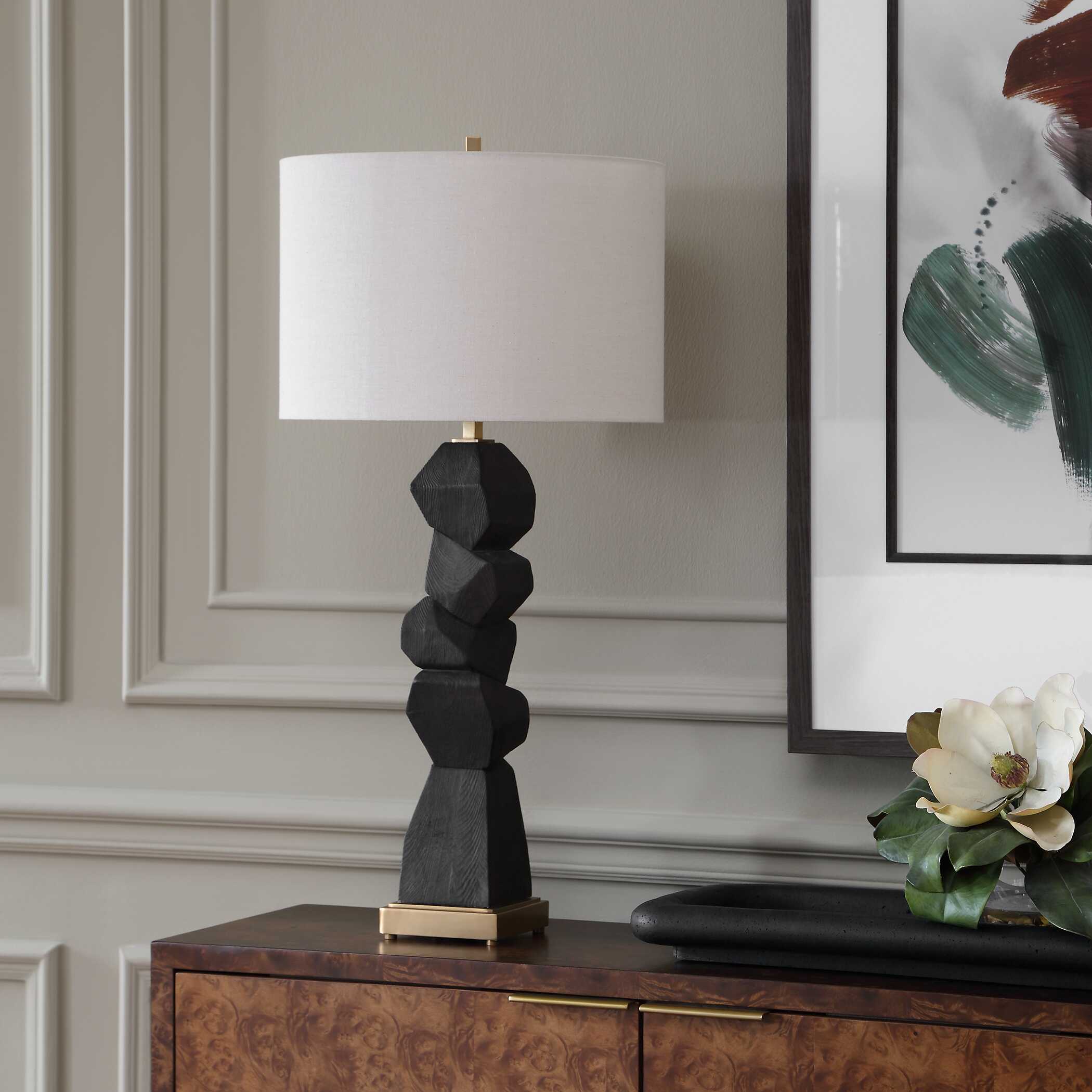 Uttermost Demelo Stacked Wood Table Lamp