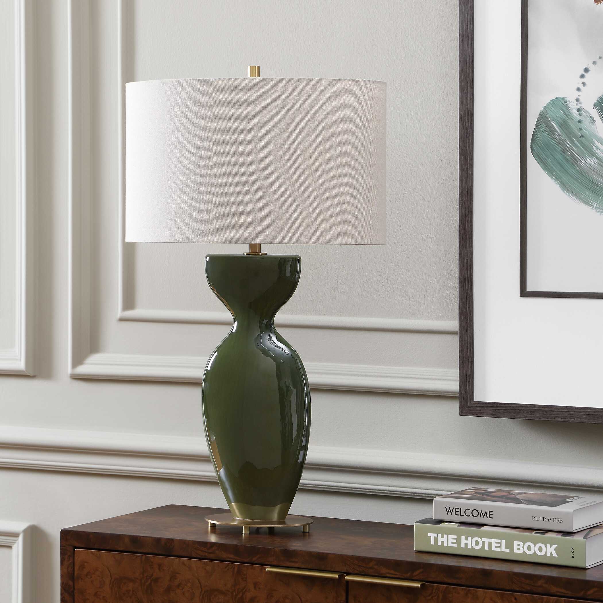 Uttermost Curhan Green Glaze Table Lamp