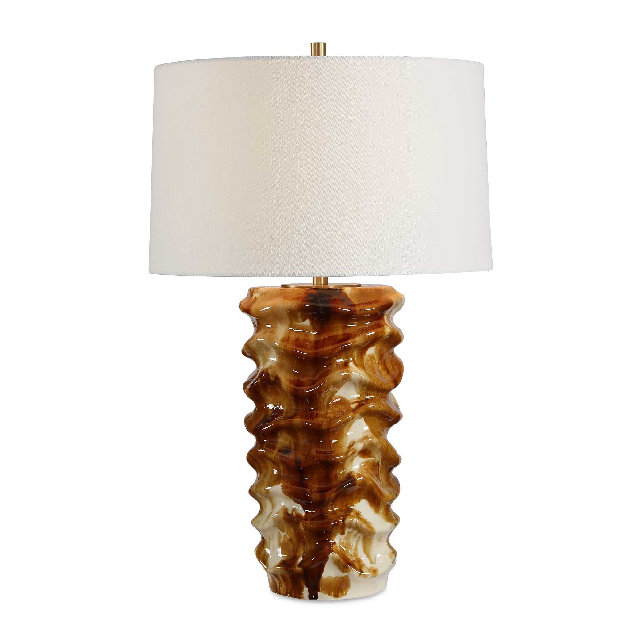 Uttermost Bassa Brown Cream Glazed Table Lamp