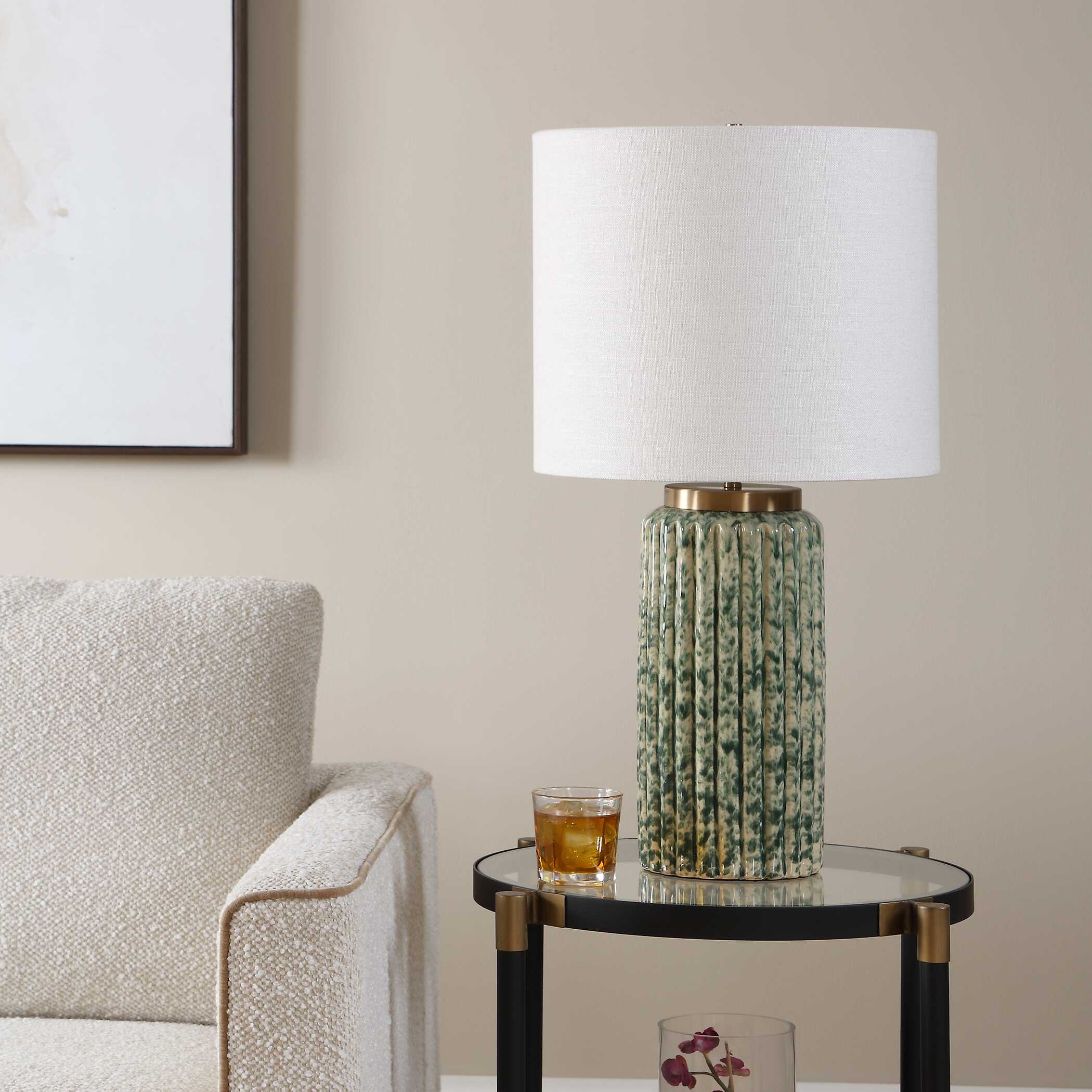 Uttermost Hensley Ivory & Green Table Lamp