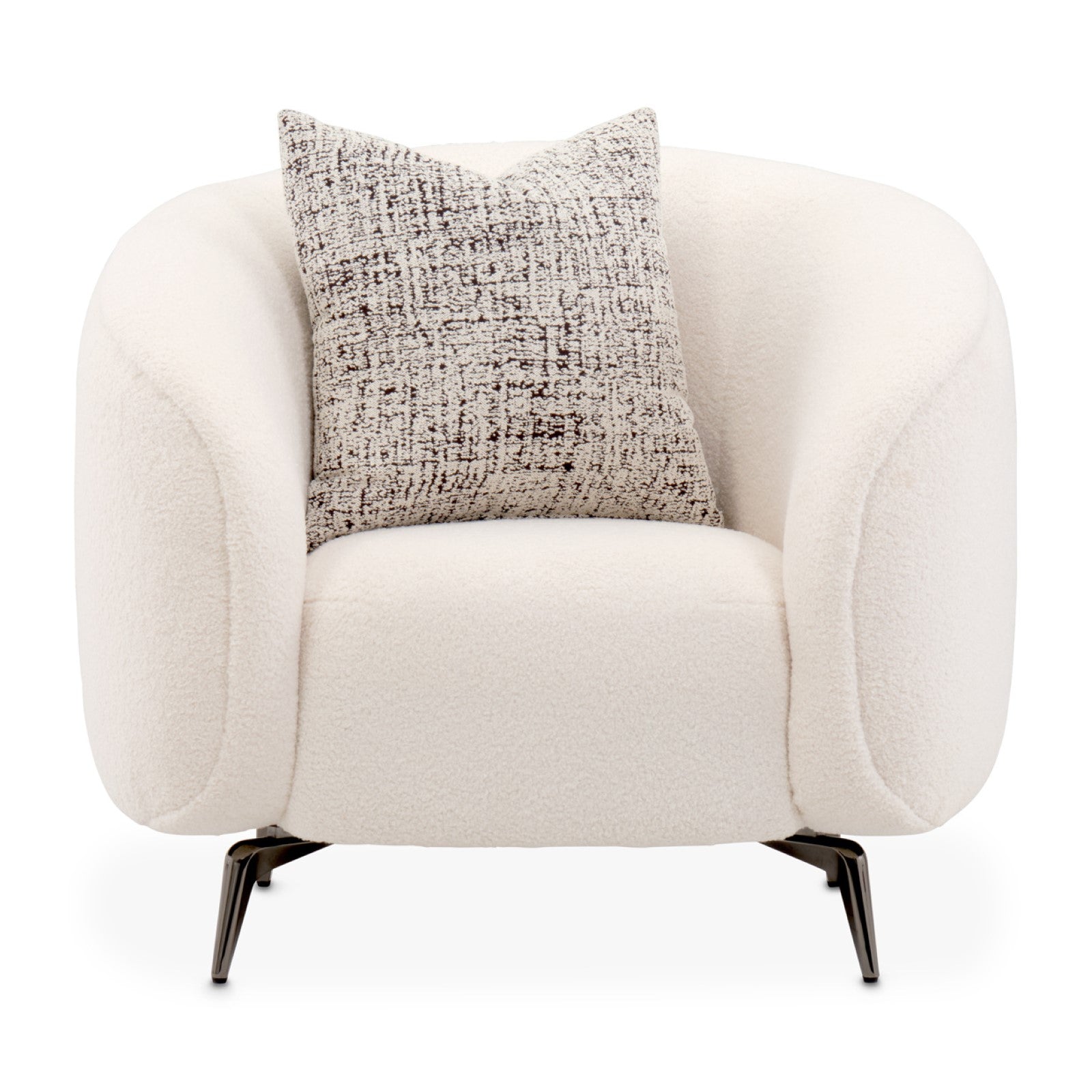 Michael Amini Noir Boucle Accent Chair - Marshmallow/Black Nickel