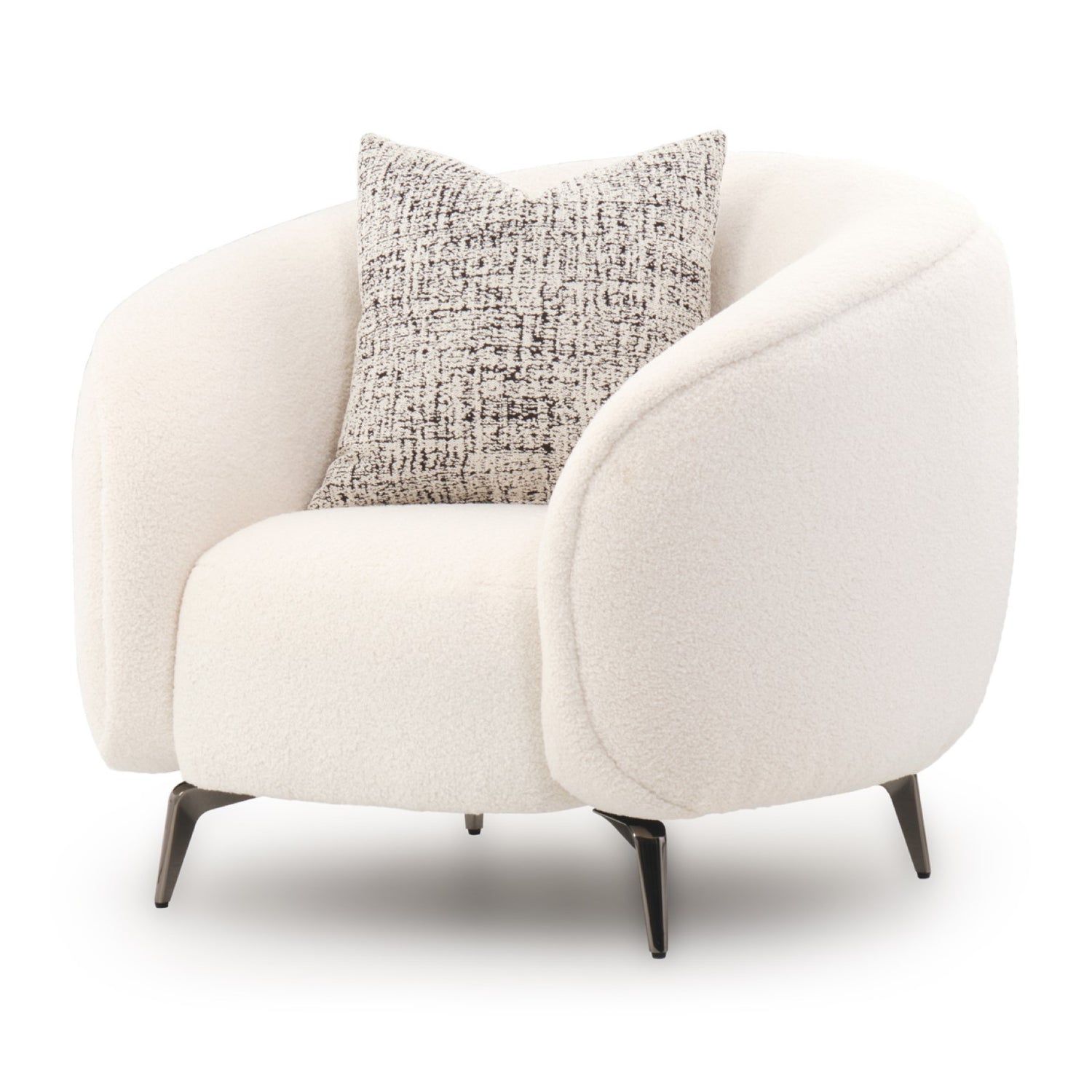 Michael Amini Noir Boucle Accent Chair - Marshmallow/Black Nickel