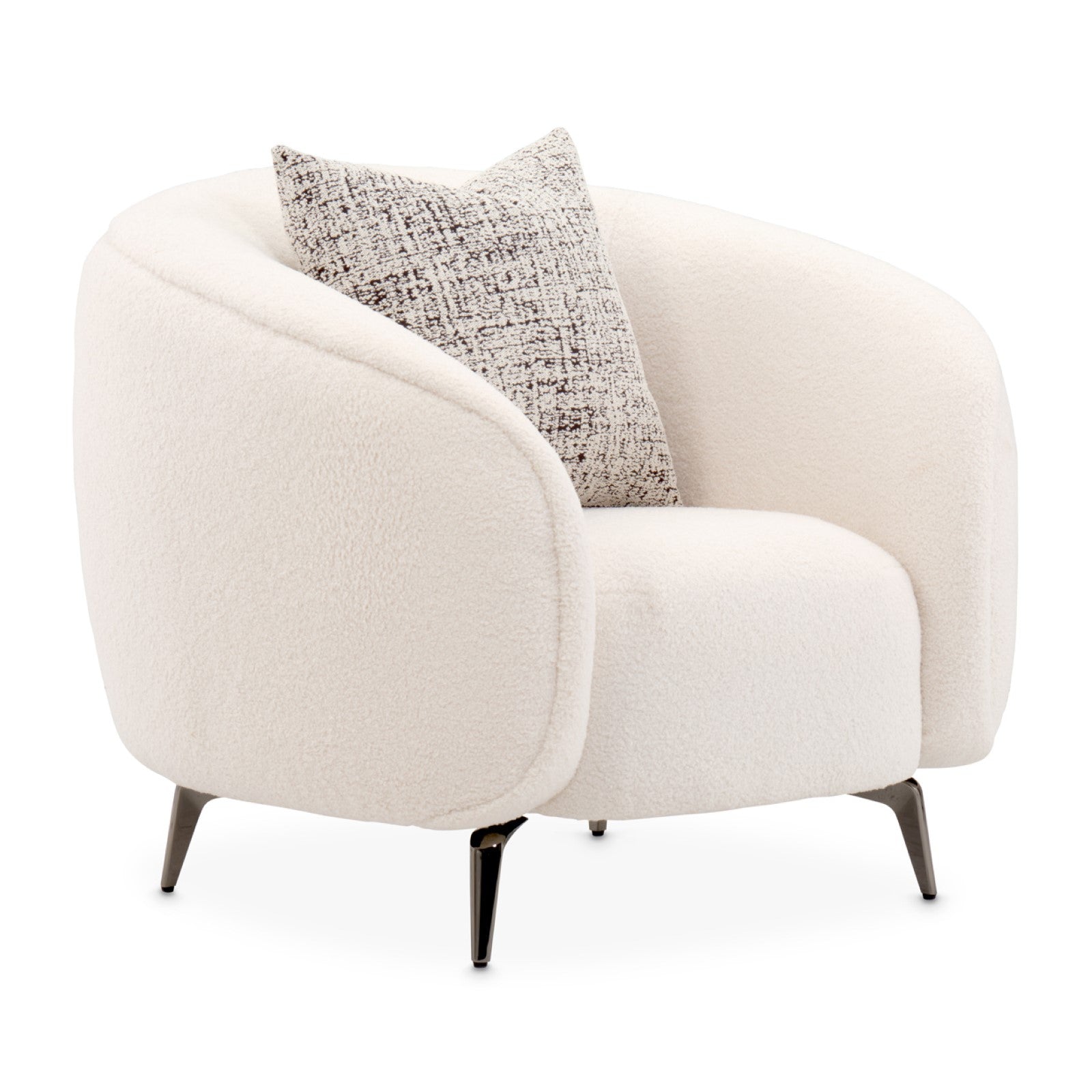 Michael Amini Noir Boucle Accent Chair - Marshmallow/Black Nickel
