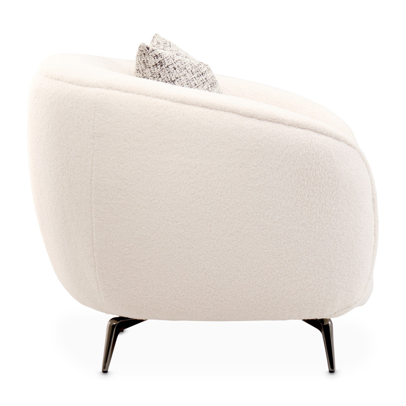 Michael Amini Noir Boucle Accent Chair - Marshmallow/Black Nickel