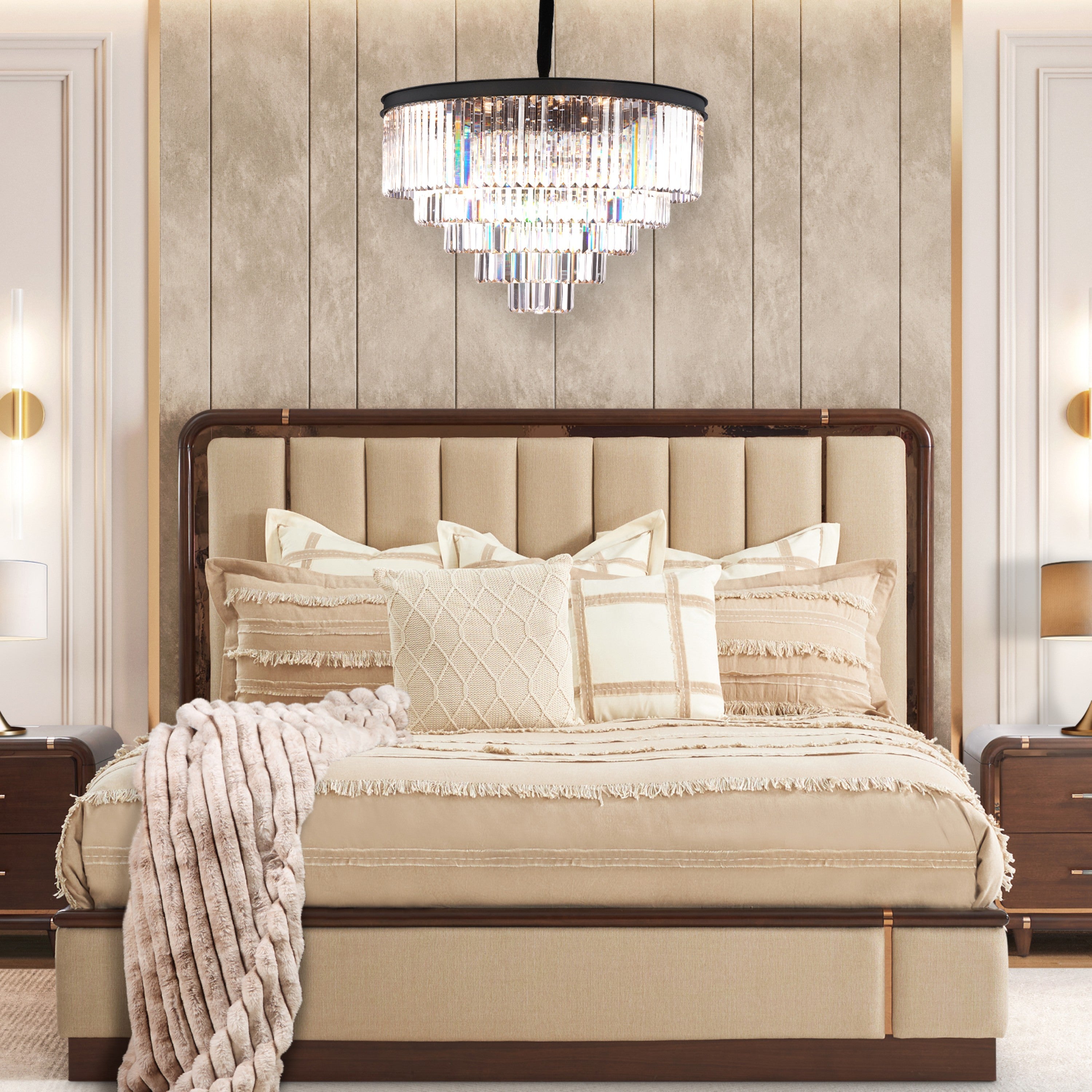 Michael Amini Allure 21-Light Round Crystal Chandelier - Matte Black