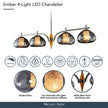 Michael Amini Ember 4-Light LED Chandelier - Smoke/Black Pearl
