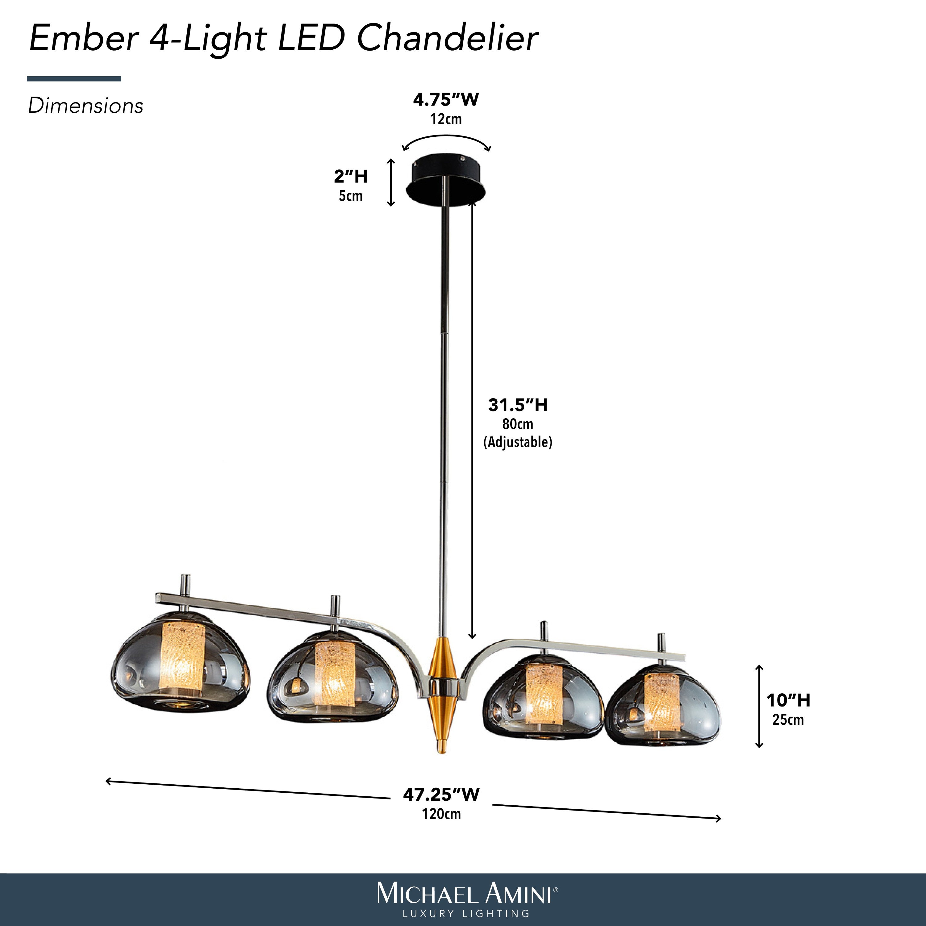 Michael Amini Ember 4-Light LED Chandelier - Smoke/Black Pearl