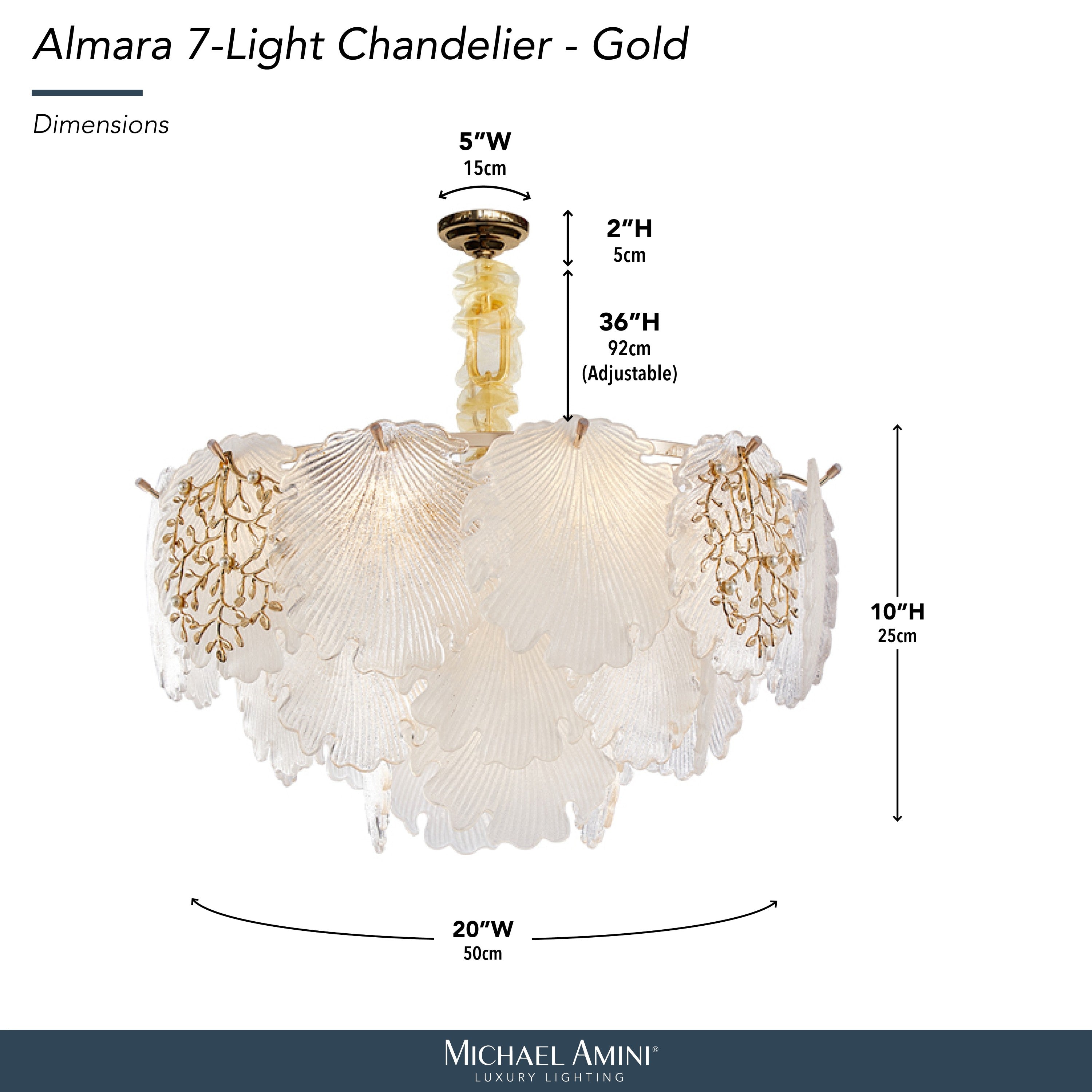 Michael Amini Almara 7-Light Frosted Glass Chandelier - Frost/Gold