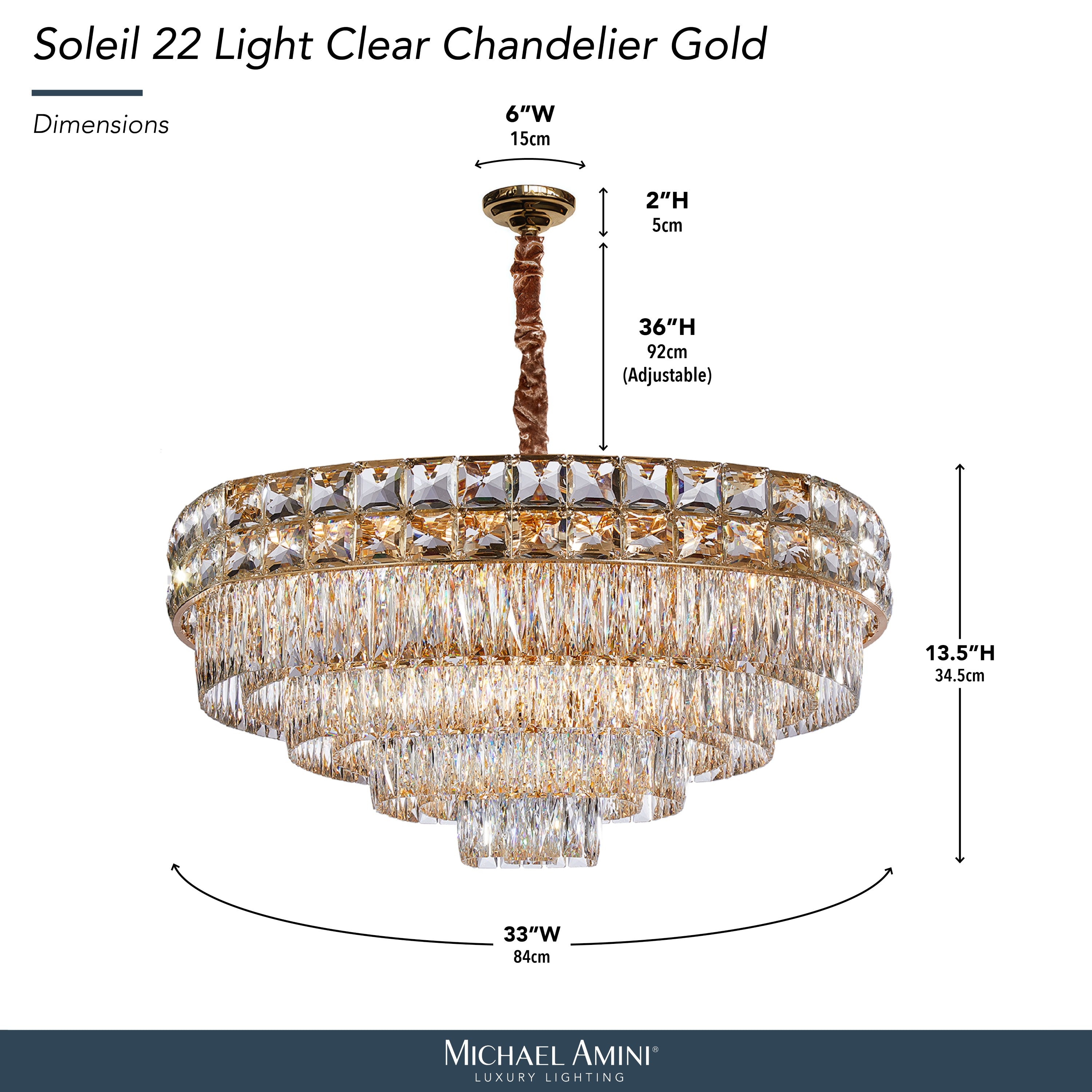 Michael Amini Soleil 22-Light Crystal Chandelier - Gold