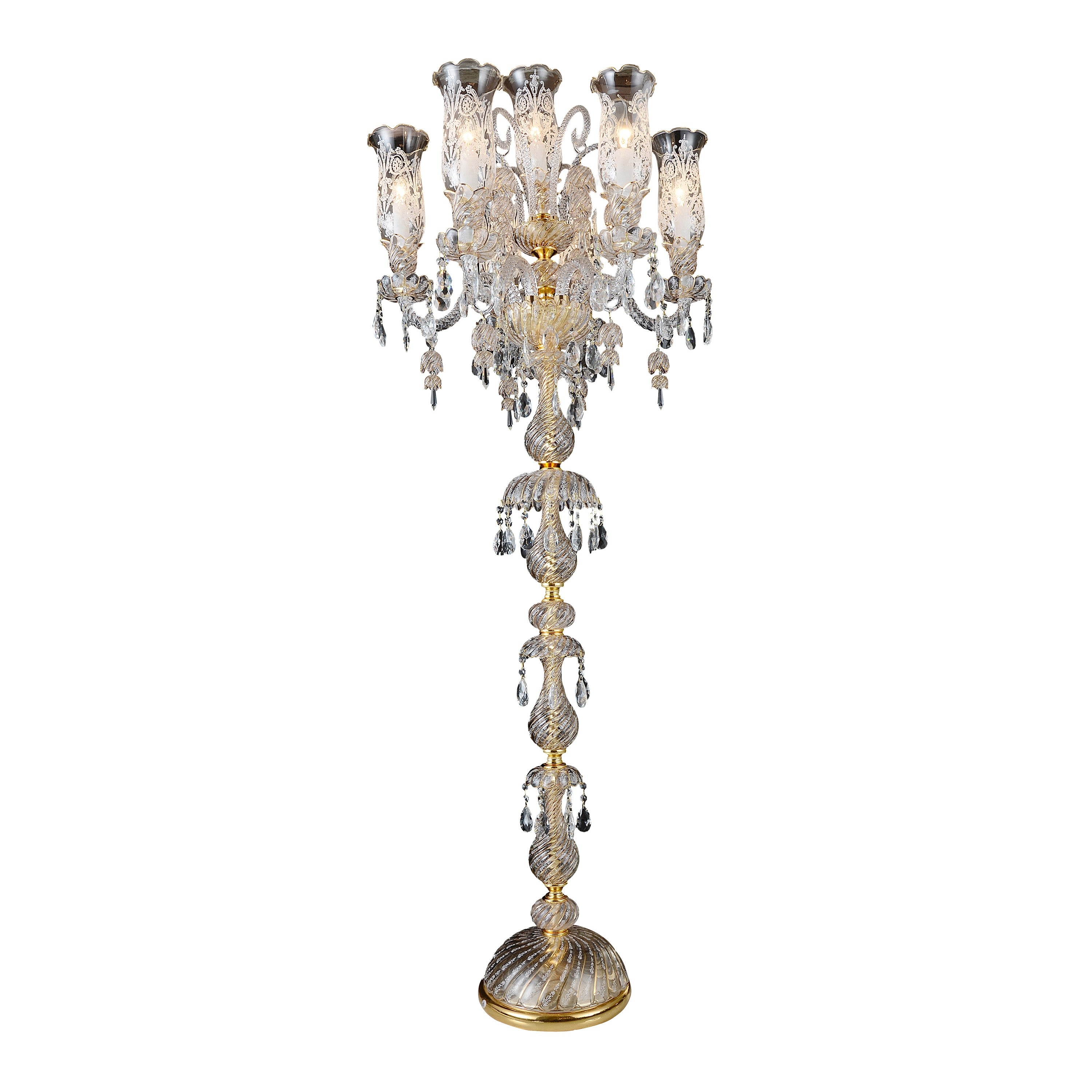 Michael Amini Garnier 7-Light Traditional Crystal Floor Lamp - Gold