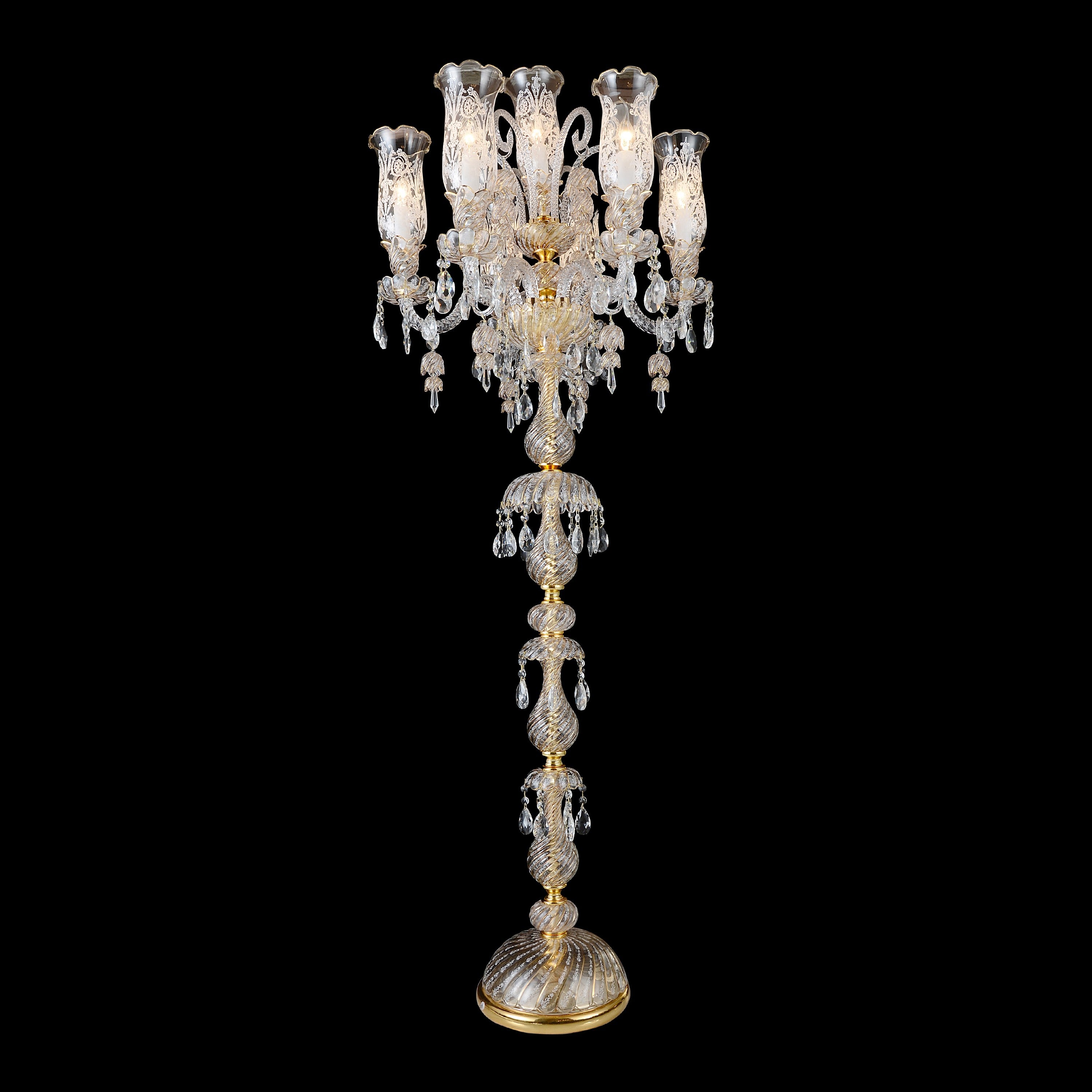 Michael Amini Garnier 7-Light Traditional Crystal Floor Lamp - Gold