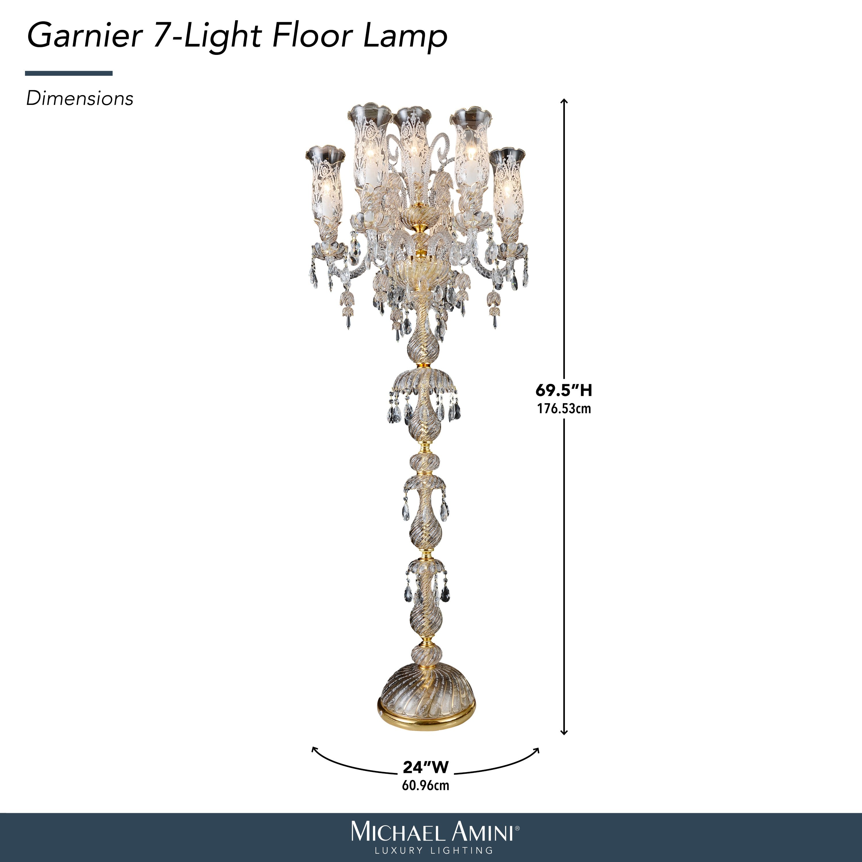 Michael Amini Garnier 7-Light Traditional Crystal Floor Lamp - Gold
