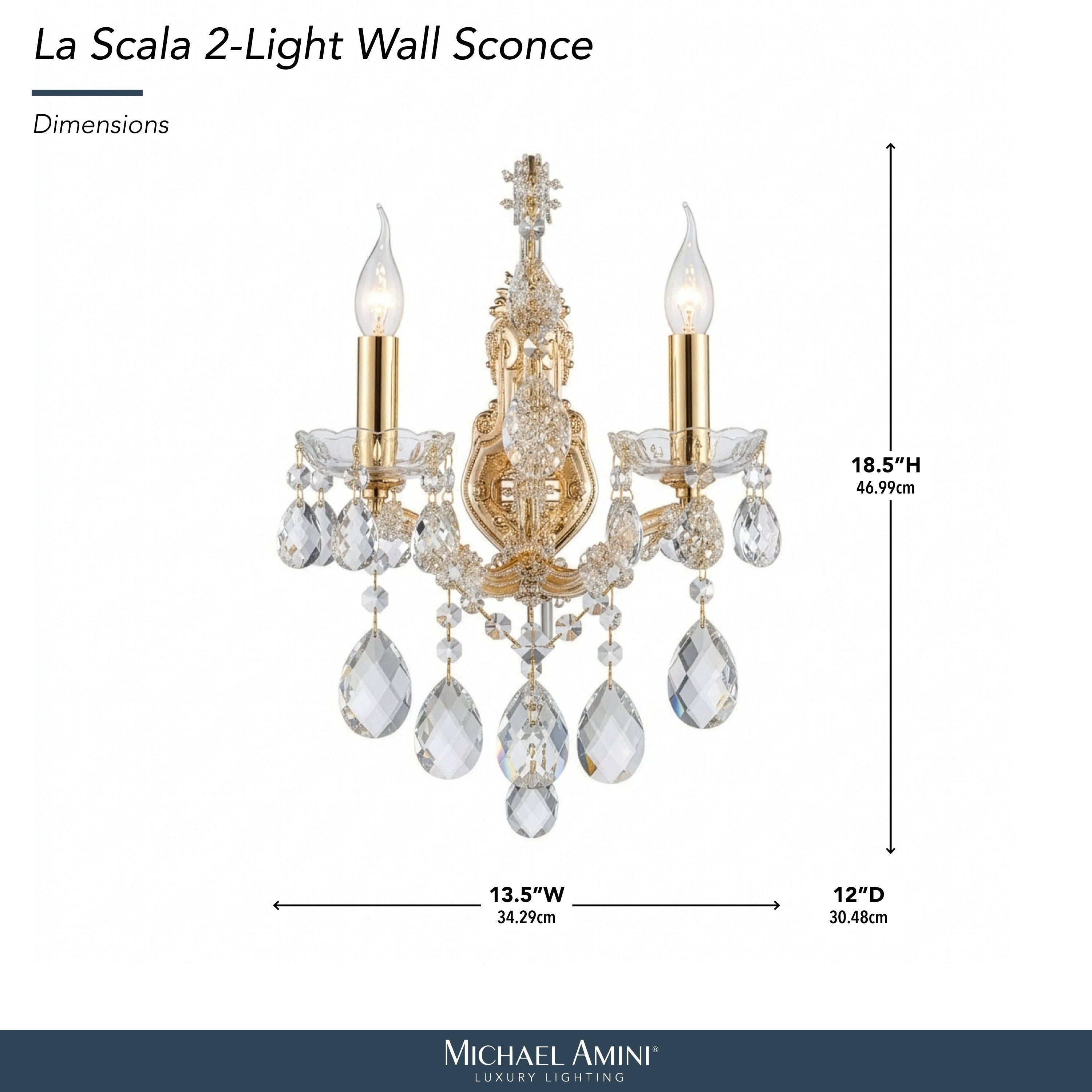 Michael Amini La Scala Traditional Crystal Wall Sconce - Gold