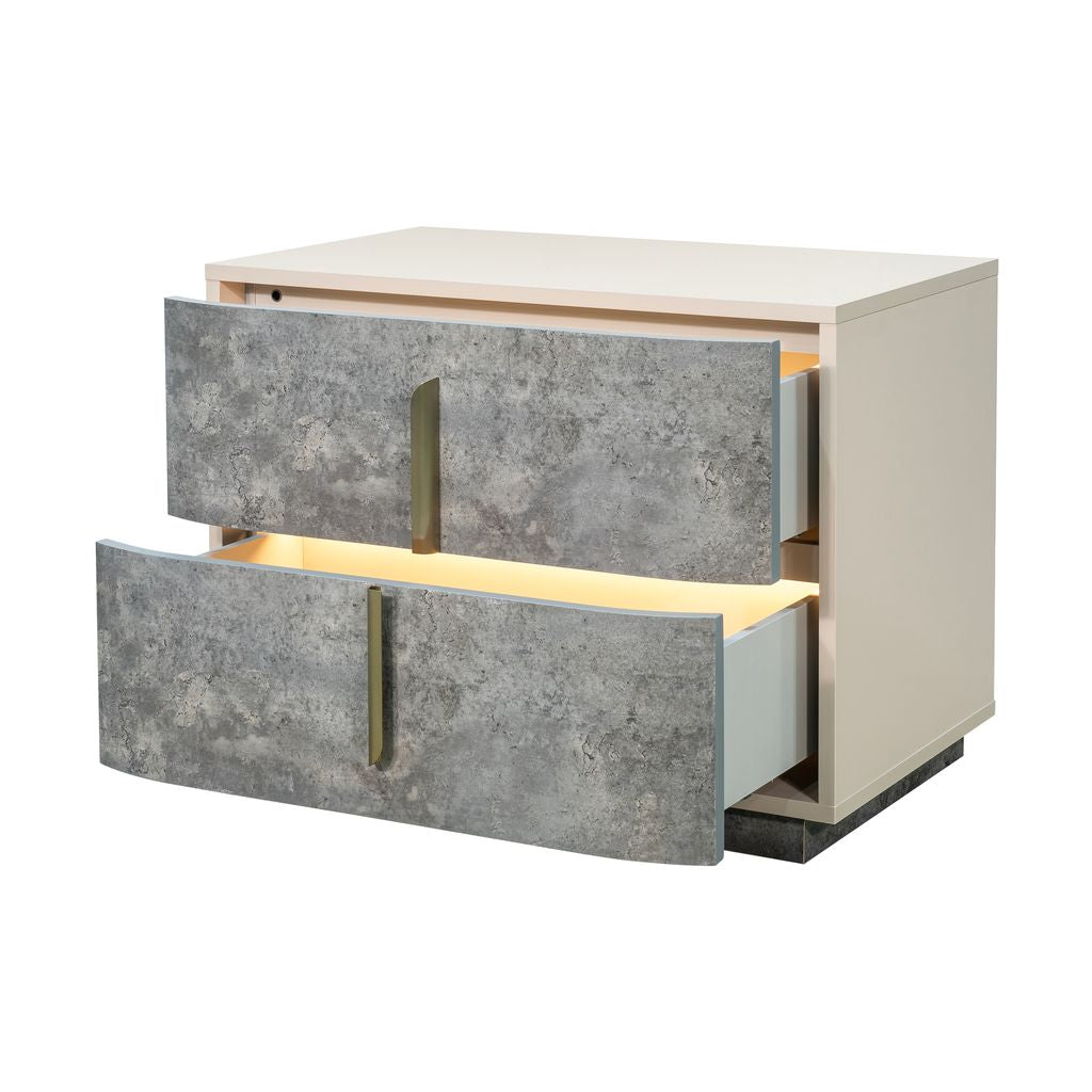 Michael Amini Pavira 2-Drawer Nightstand - Stone