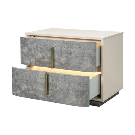 Michael Amini Pavira 2-Drawer Nightstand - Stone
