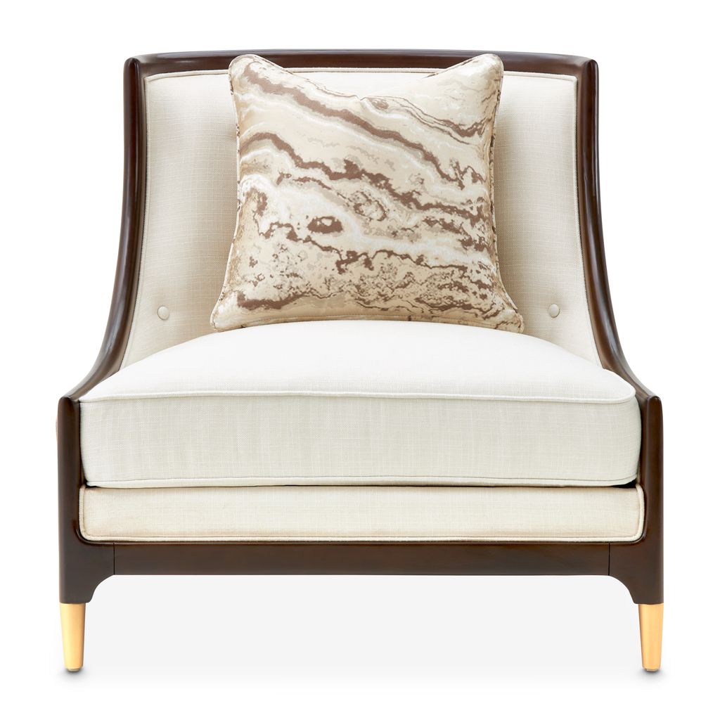 Michael Amini Belmont Place Accent Chair - Cream/Espresso