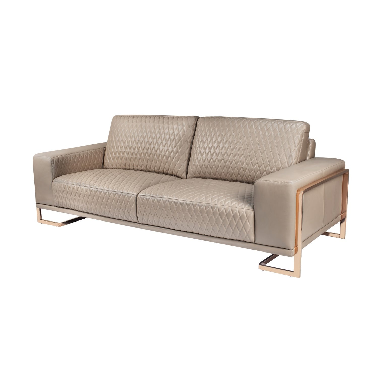Michael Amini Mia Bella Gianna Leather Sofa - Light Coffee/Rose Gold