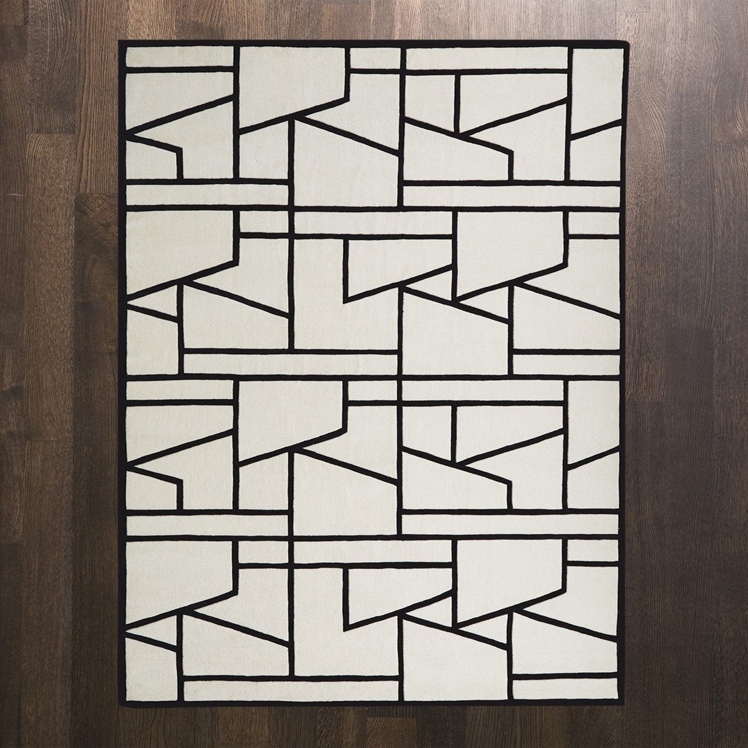Global Views Ivory Black Zig Zag Rug