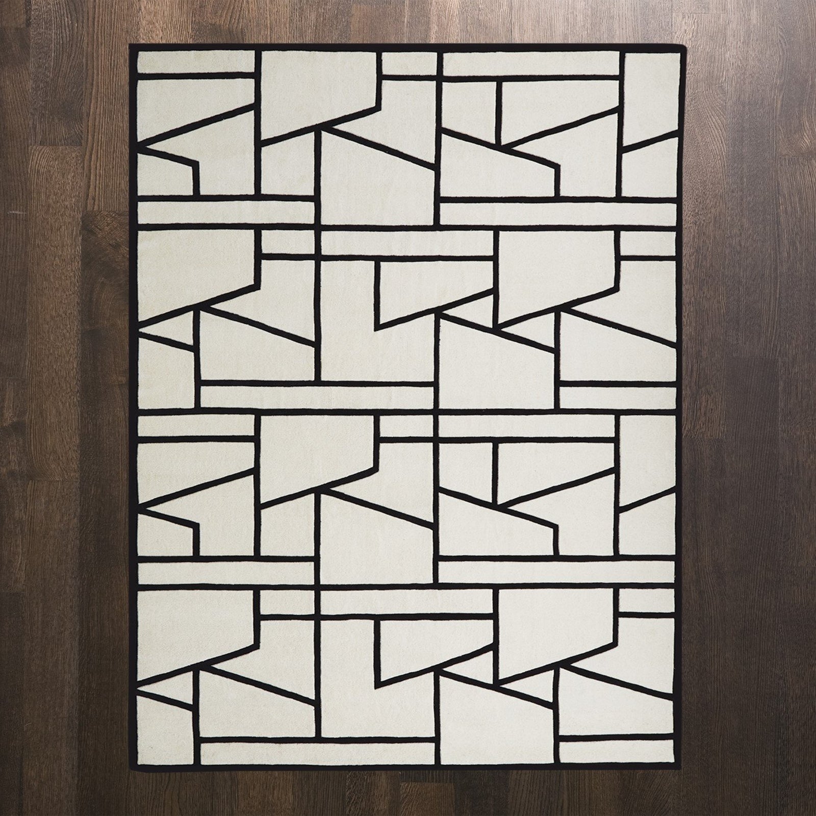 Global Views Ivory Black Zig Zag Rug