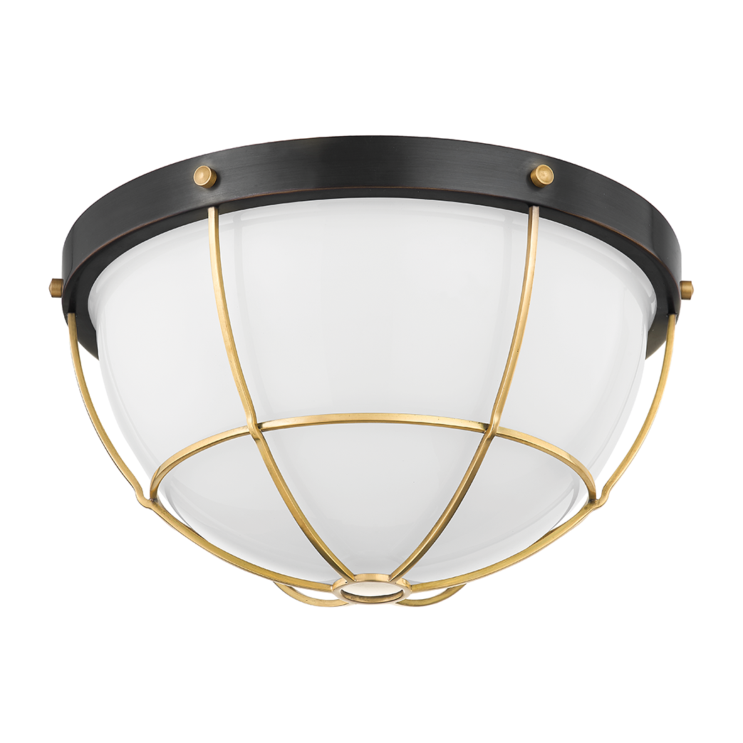 Hudson Valley Lighting Holkham 2 Light 12.5 inch Aged Brass/Distressed Bronze Flush Mount Ceiling Light
