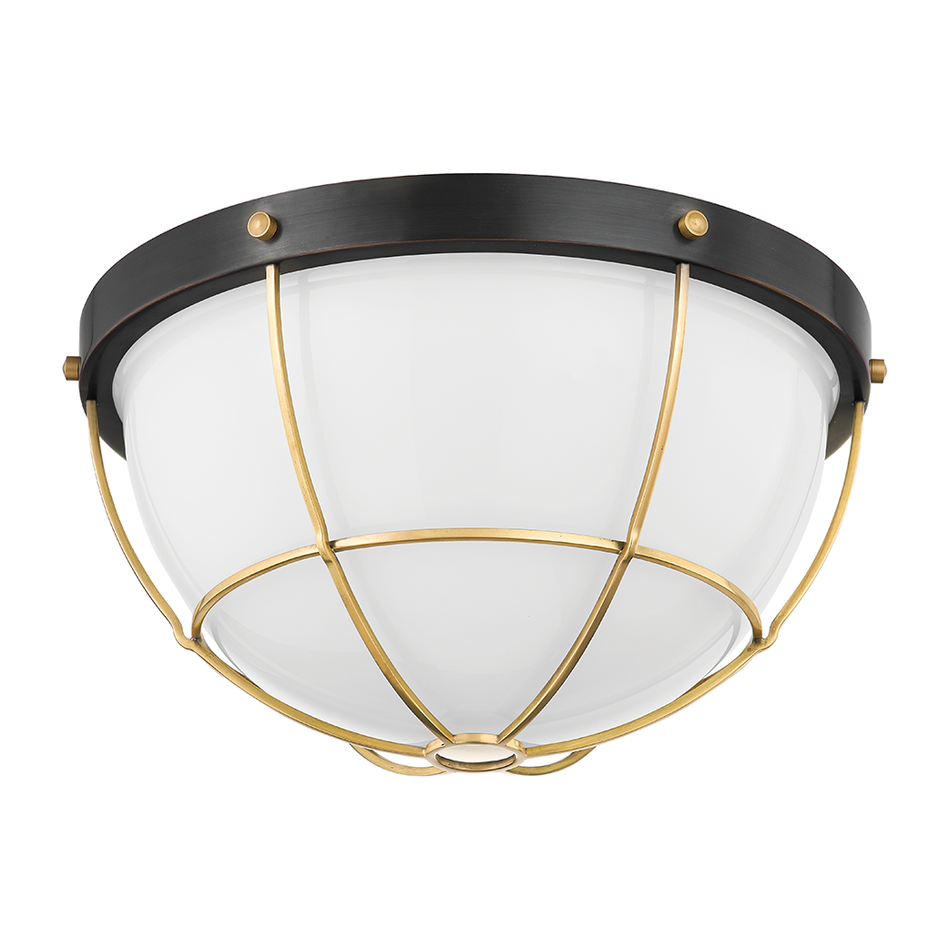 Hudson Valley Lighting Holkham 2 Light 12.5 inch Aged Brass/Distressed Bronze Flush Mount Ceiling Light