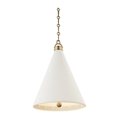 Hudson Valley Lighting Plaster No.1 1 Light 15 inch Aged Brass/White Plaster Pendant Ceiling Light
