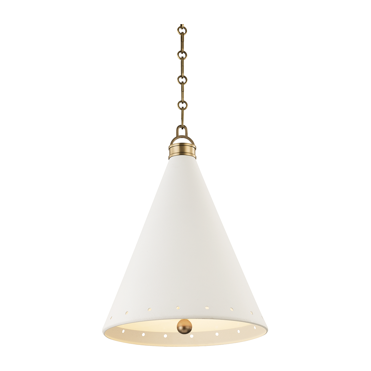 Hudson Valley Lighting Plaster No.1 1 Light 15 inch Aged Brass/White Plaster Pendant Ceiling Light