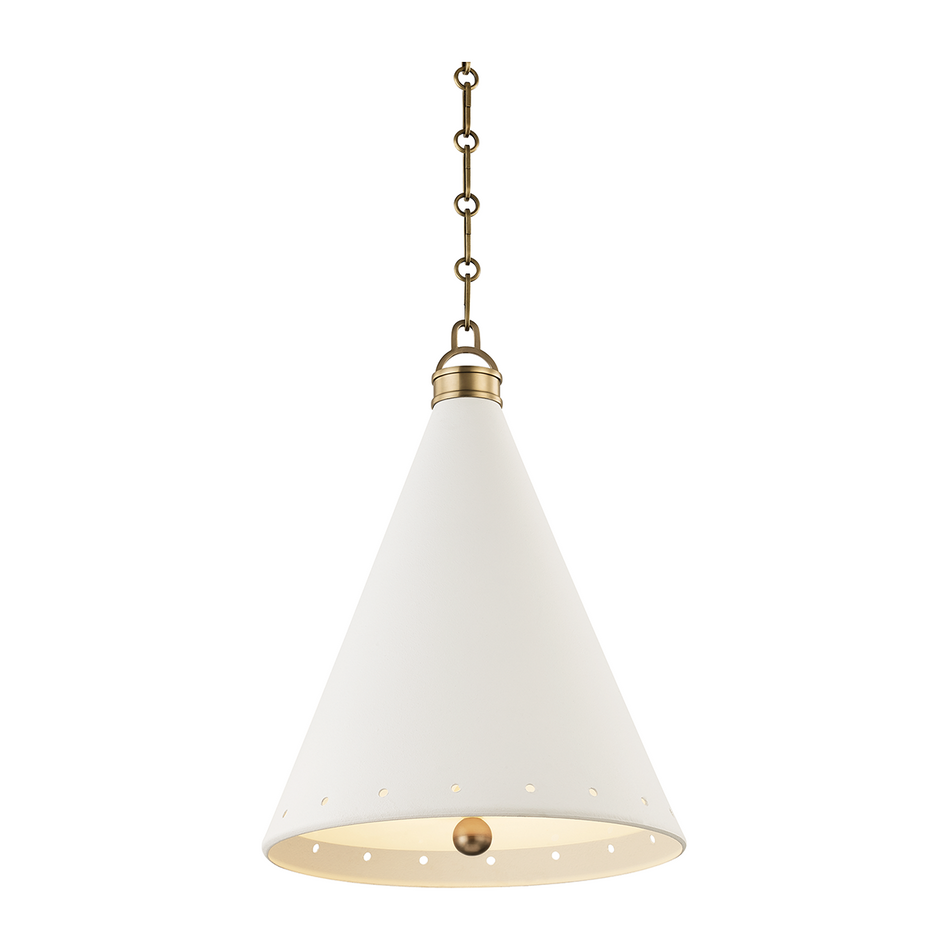 Hudson Valley Lighting Plaster No.1 1 Light 15 inch Aged Brass/White Plaster Pendant Ceiling Light