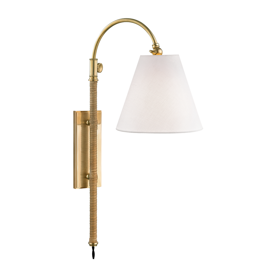 Hudson Valley Lighting Curves No.1 1 Light 8 inch Aged Brass Plug-in Sconce Wall Light